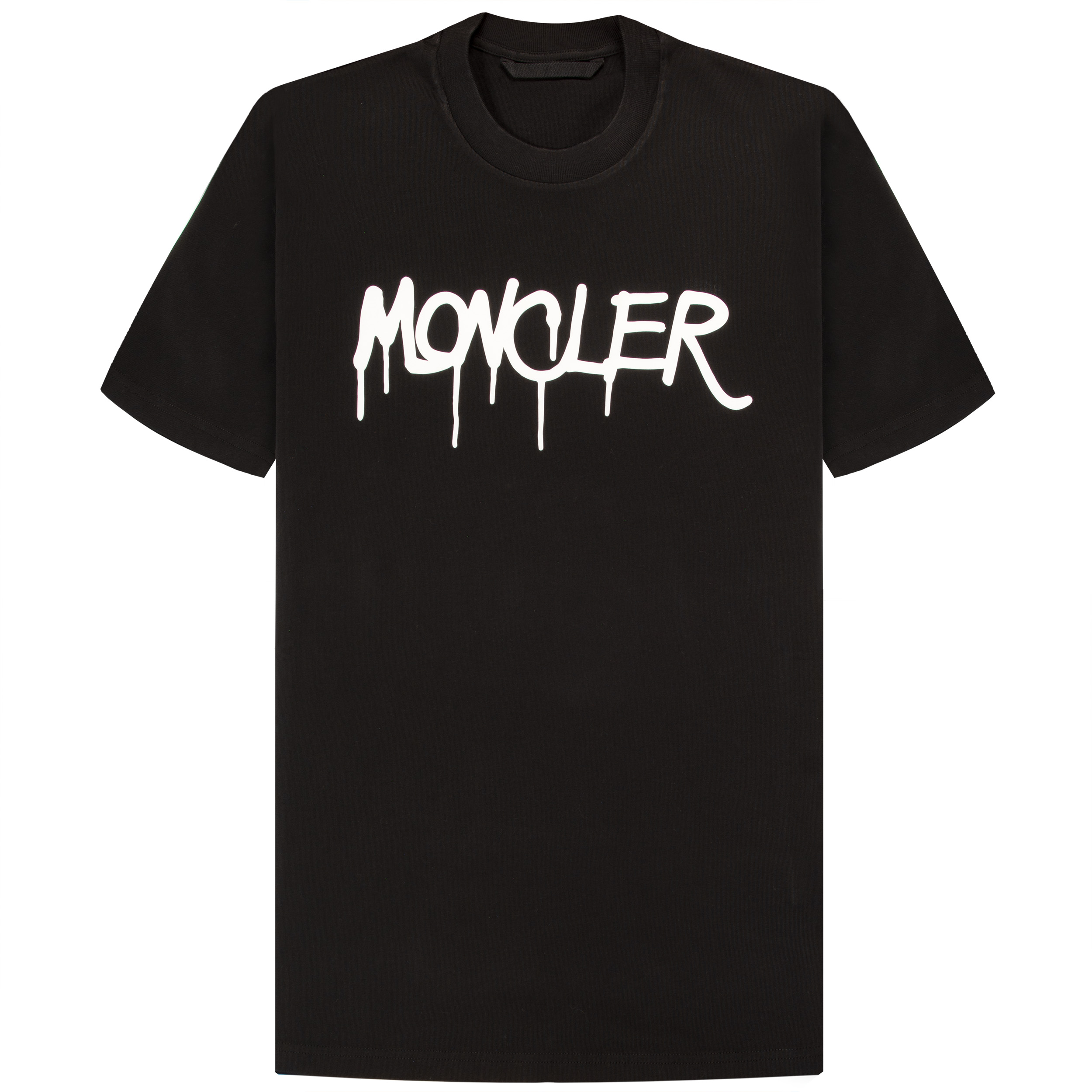 Moncler Spray Paint Drip Text Printed T-Shirt Black