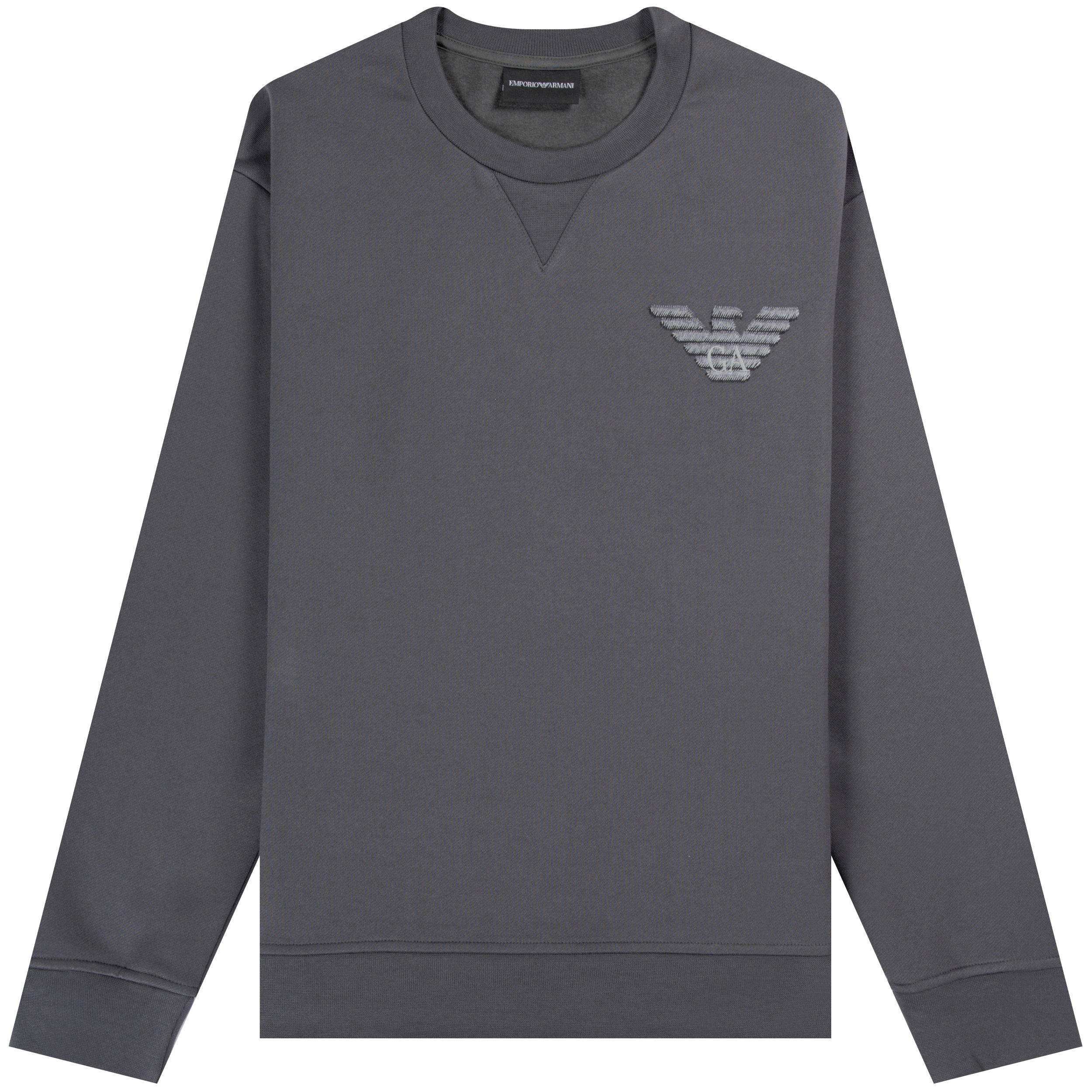 Emporio Armani ’Modal-Blend Sweatshirt’ With 3D-Look Eagle Embroidery Dark Grey