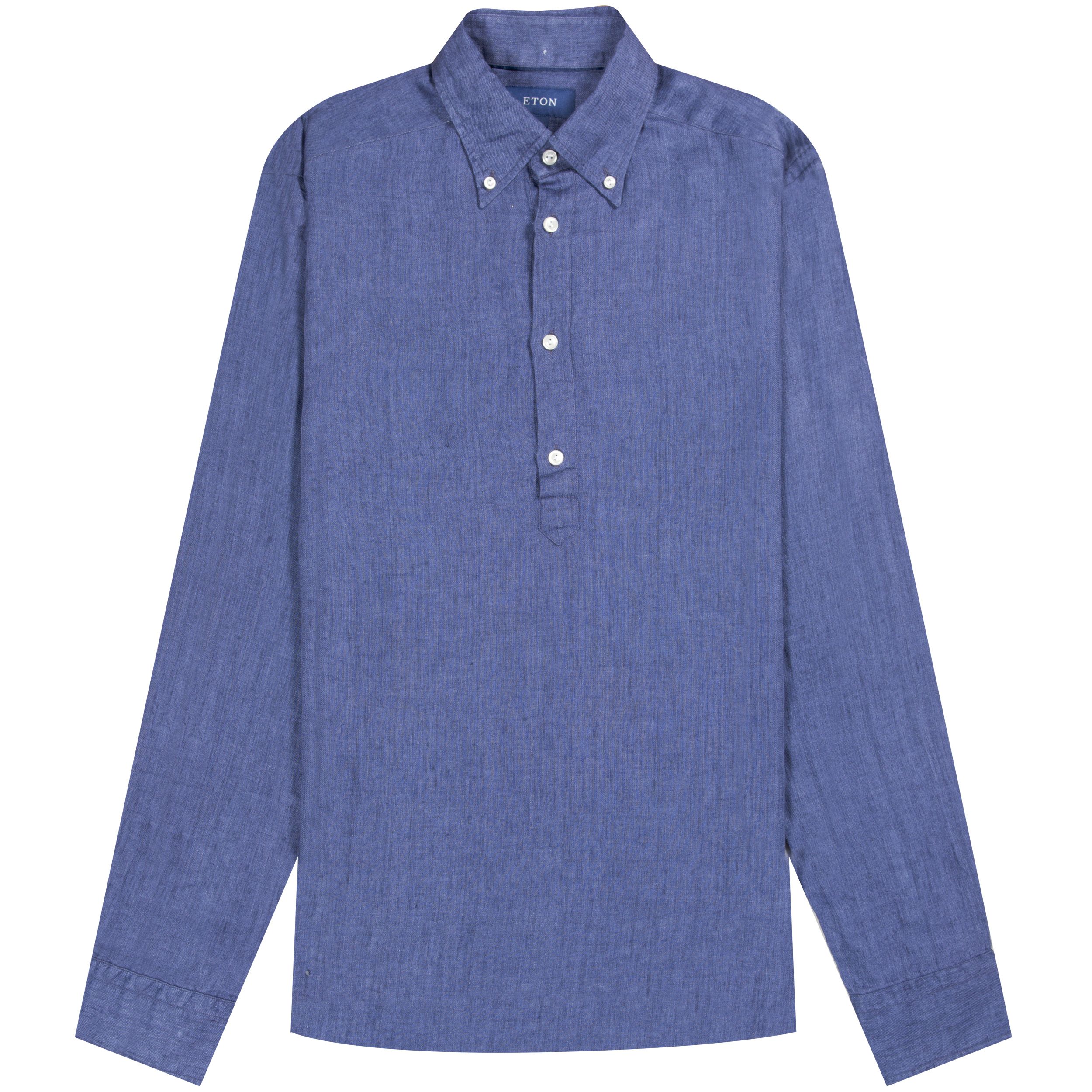 Eton Overhead Linen Shirt Blue