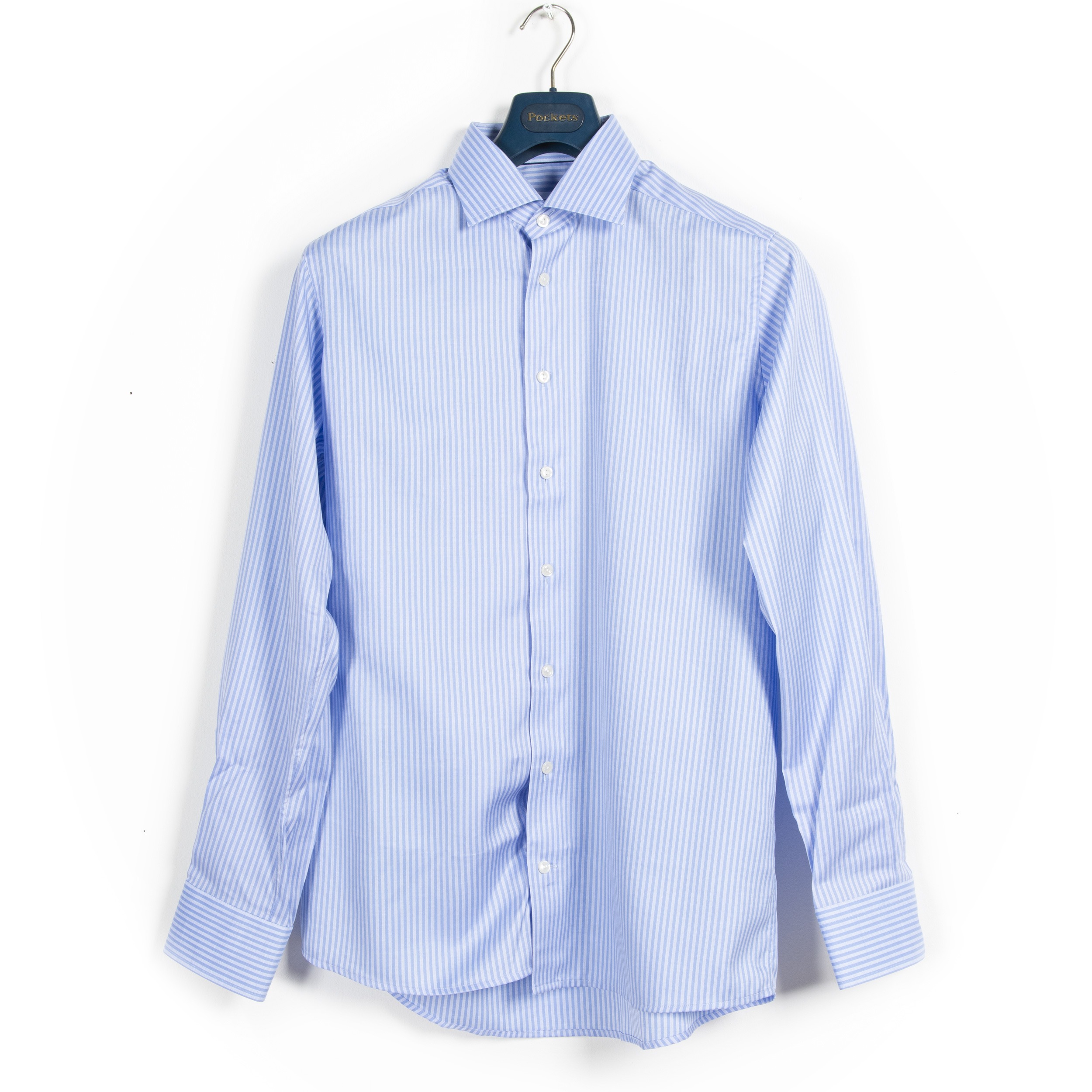 Eton SS19 Fine Herringbone Stripe Shirt Blue