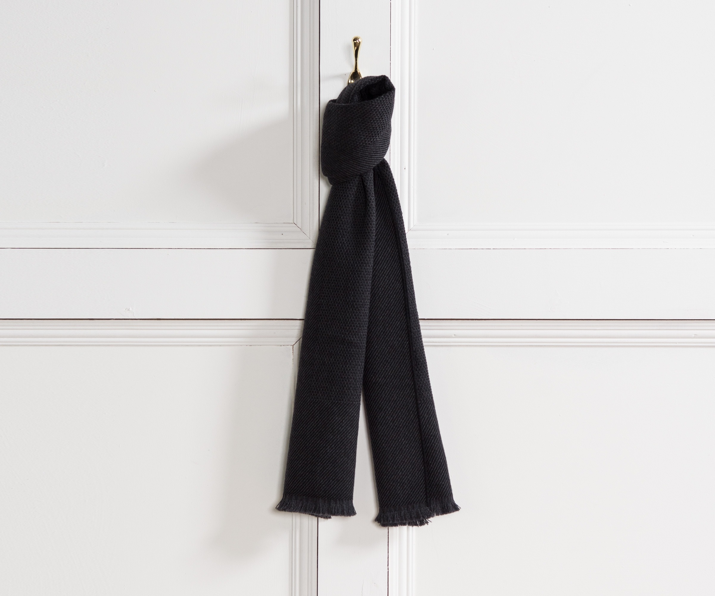 Paul Smith Fine Ribbed Wool Scarf Charcoal & Black