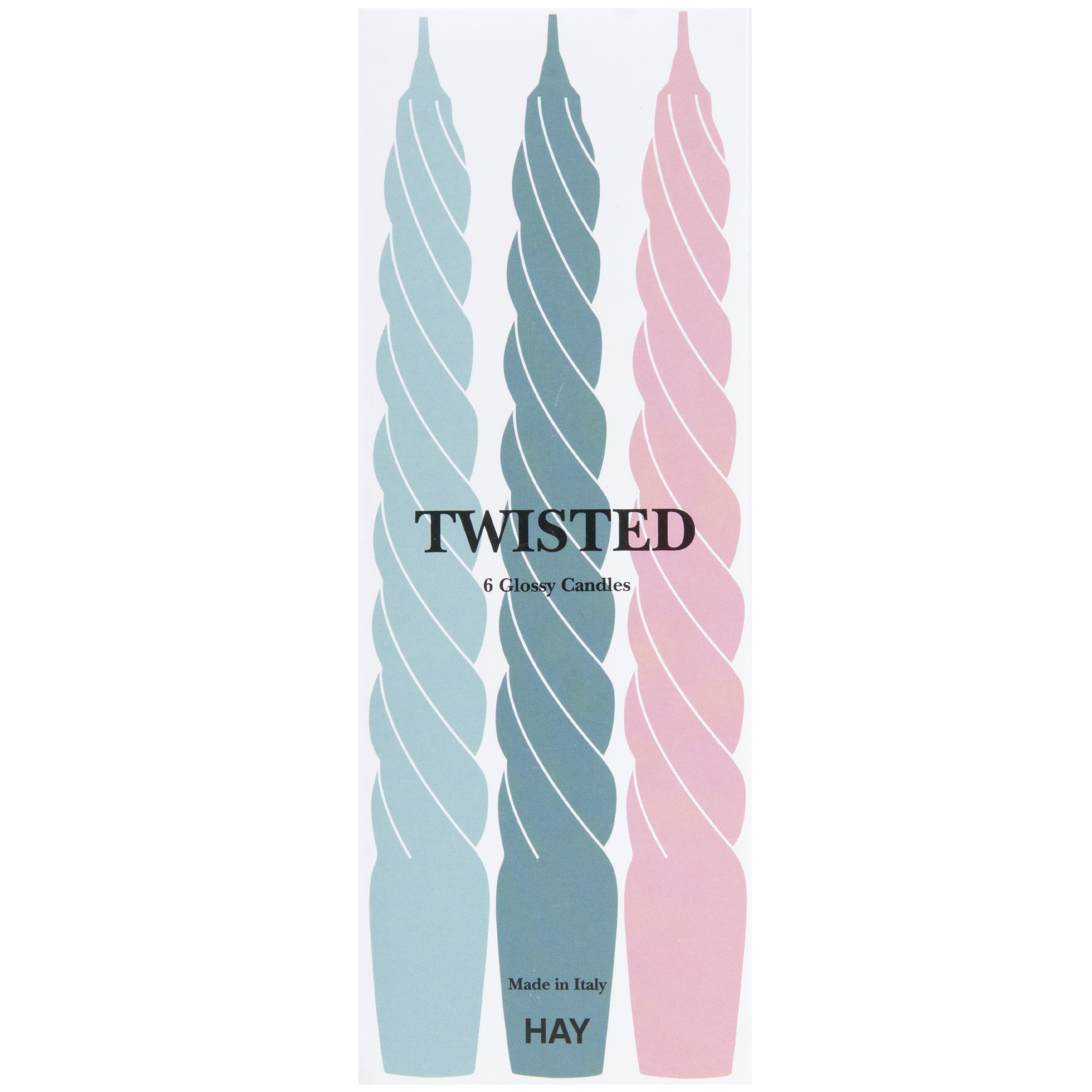 HAY ’Twist’ Candles 6 Pack Pink/Blue/Teal