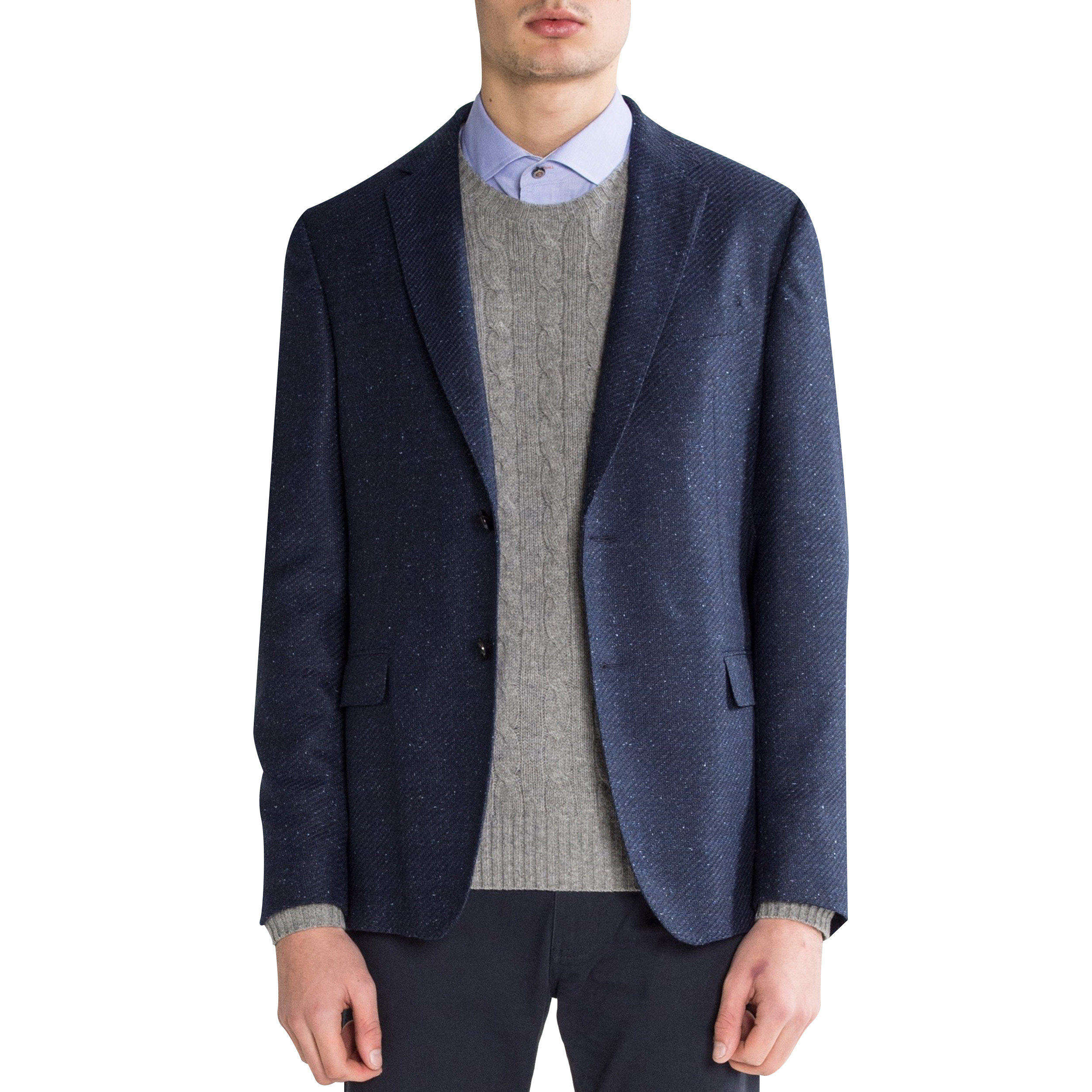 Hugo Boss ’Nobis4’ Textured Wool/Silk Tailored Jacket Blue