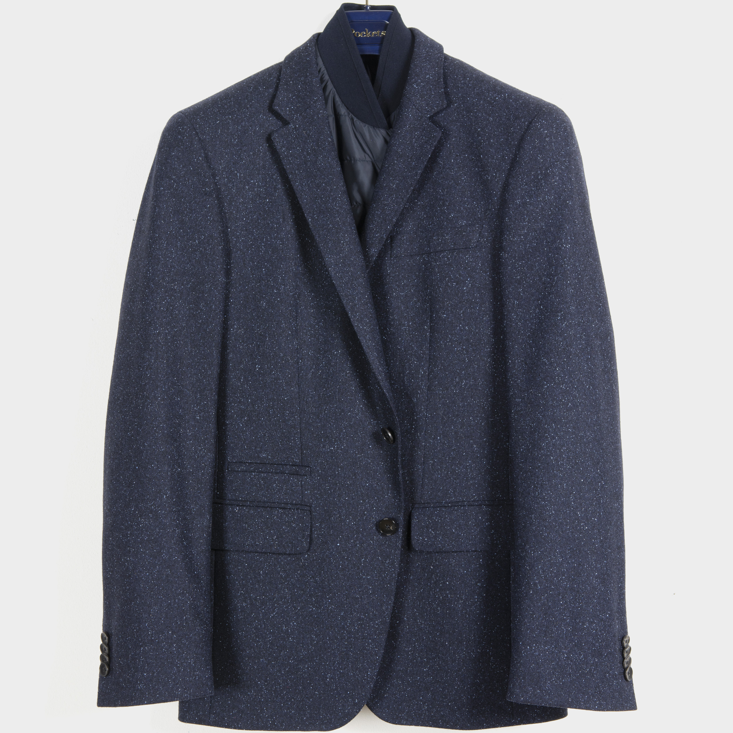 Hugo Boss ’Hadwart’ Fleck Wool Jacket With Removable Inner Navy/White