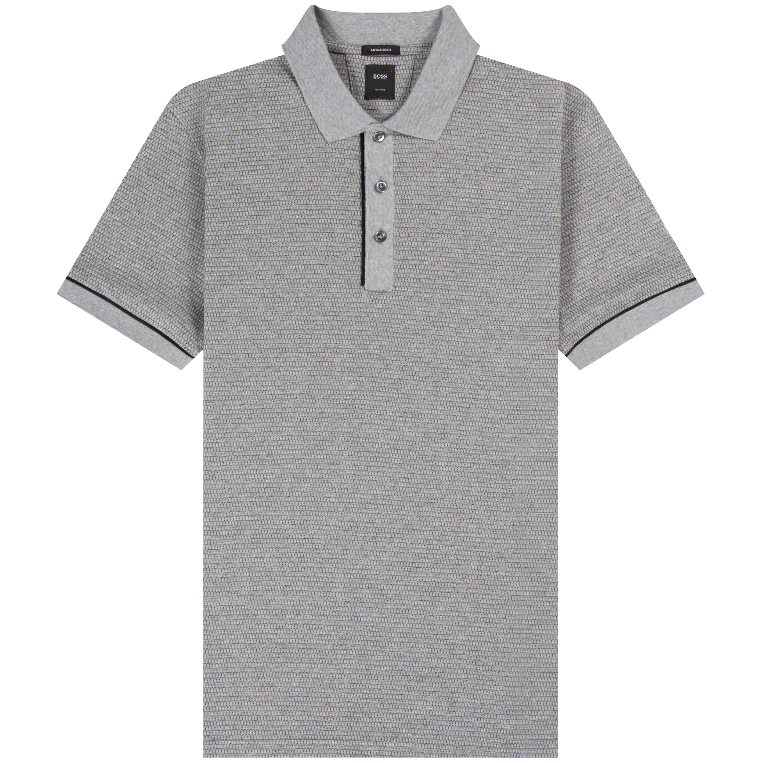HUGO BOSS ’T-Perry’ Honeycomb Weave With Contrast Collar Silver