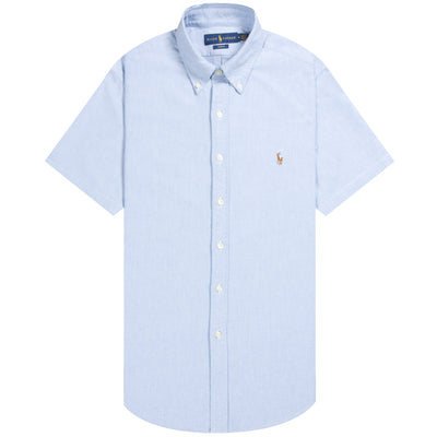 Polo Ralph Lauren Slim Fit Short Sleeved Oxford Shirt Blue Polo Ralph Lauren Slim Fit Short Sleeved Oxford Shirt Blue