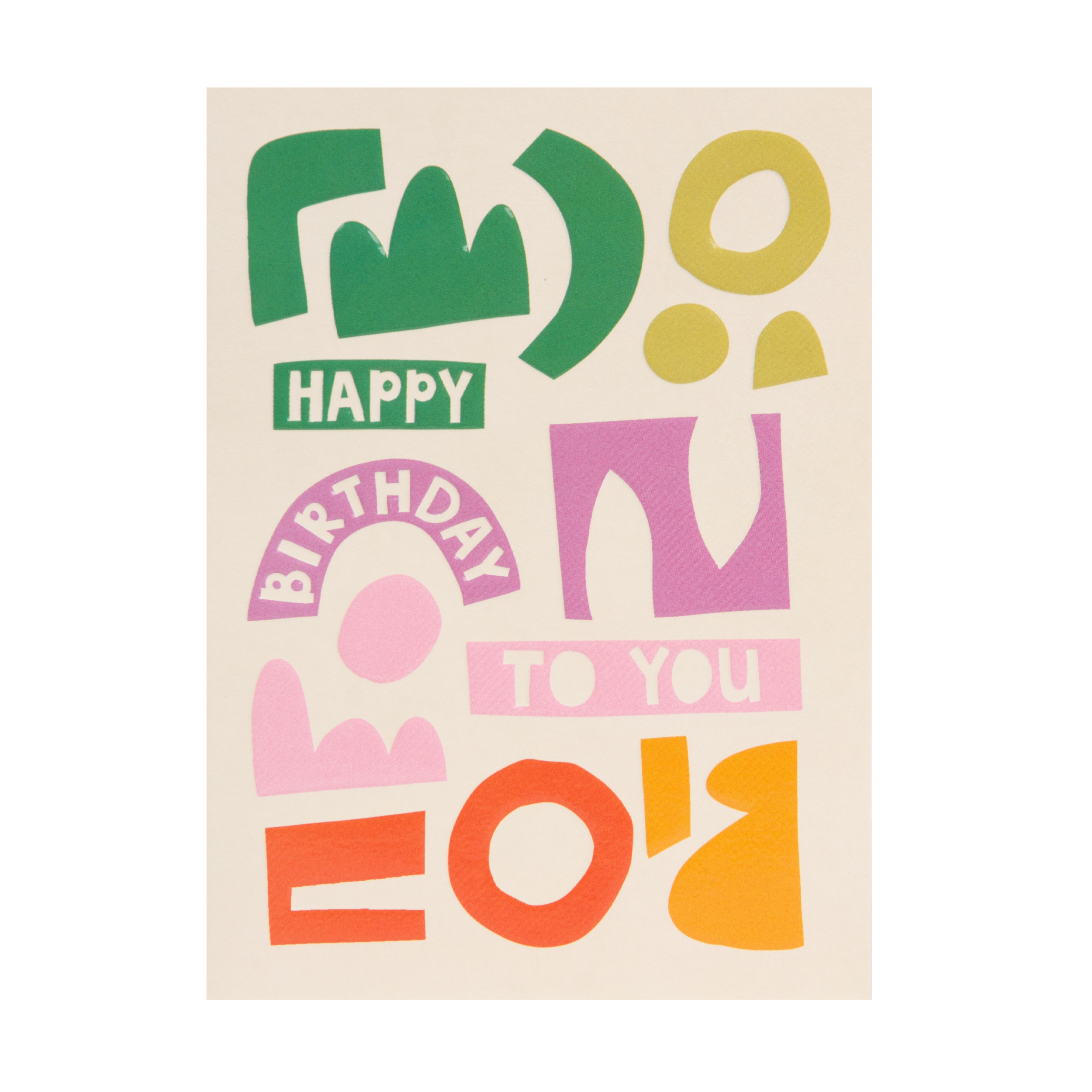 RASPBERRY BLOSSOM ’Happy Birthday To You’ Colourful Abstract Shapes Birthday Card
