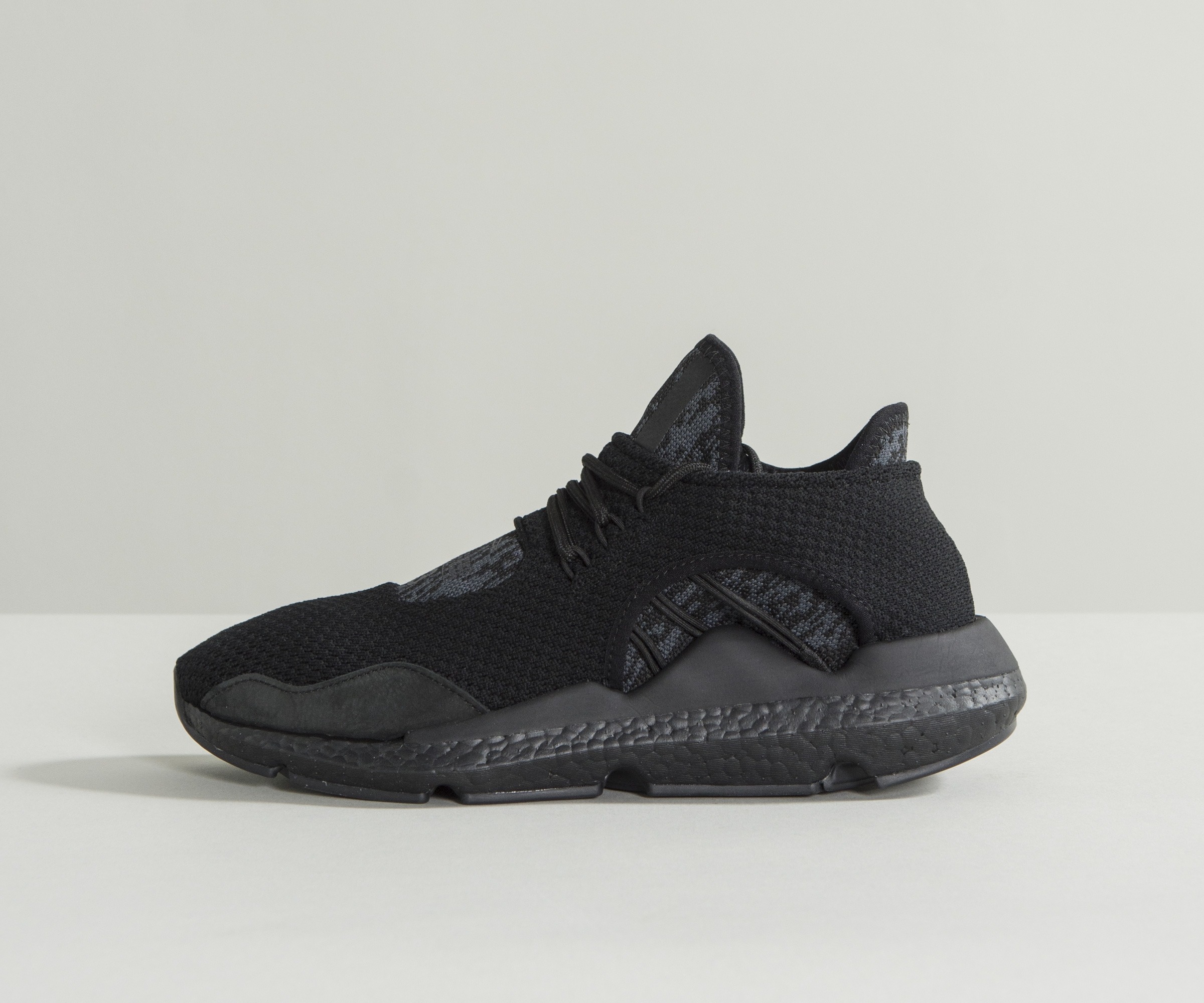 Y-3 ’Saikou’ Low Top Knitted Trainers Triple Black