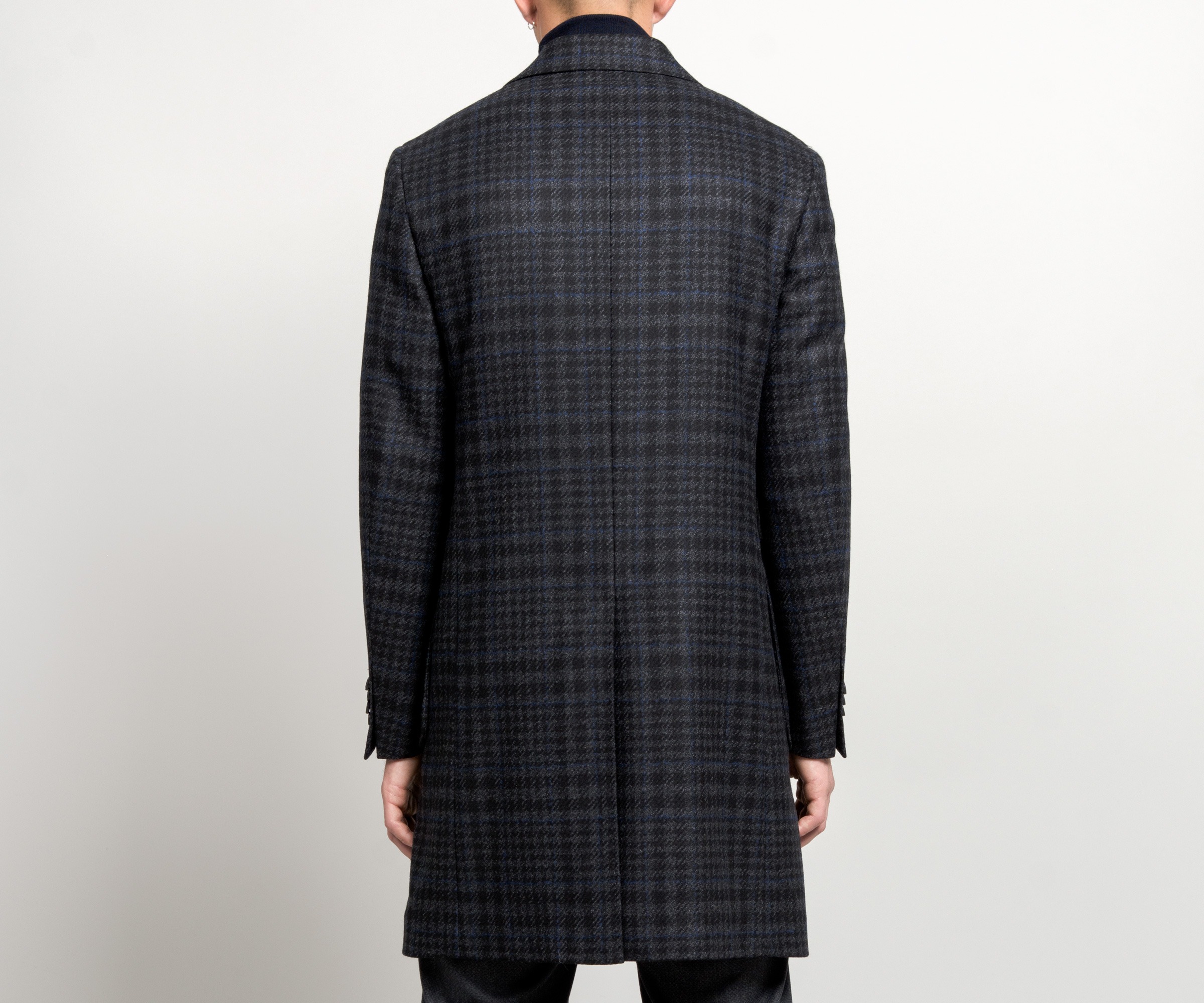 Canali 'Kei Impeccabile' Checked Overcoat Grey