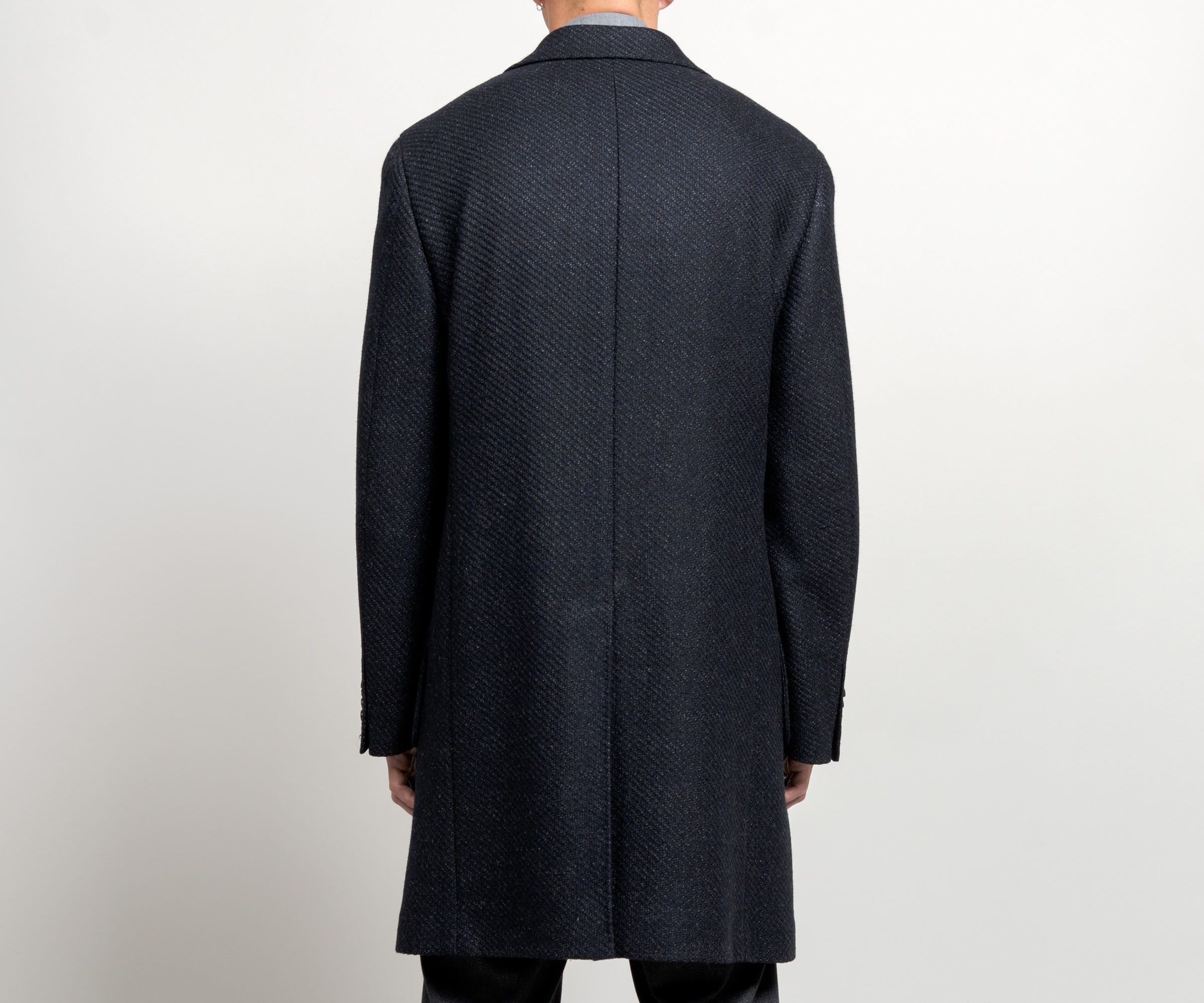 Canali 'Kei' Speckled Detail Overcoat Navy