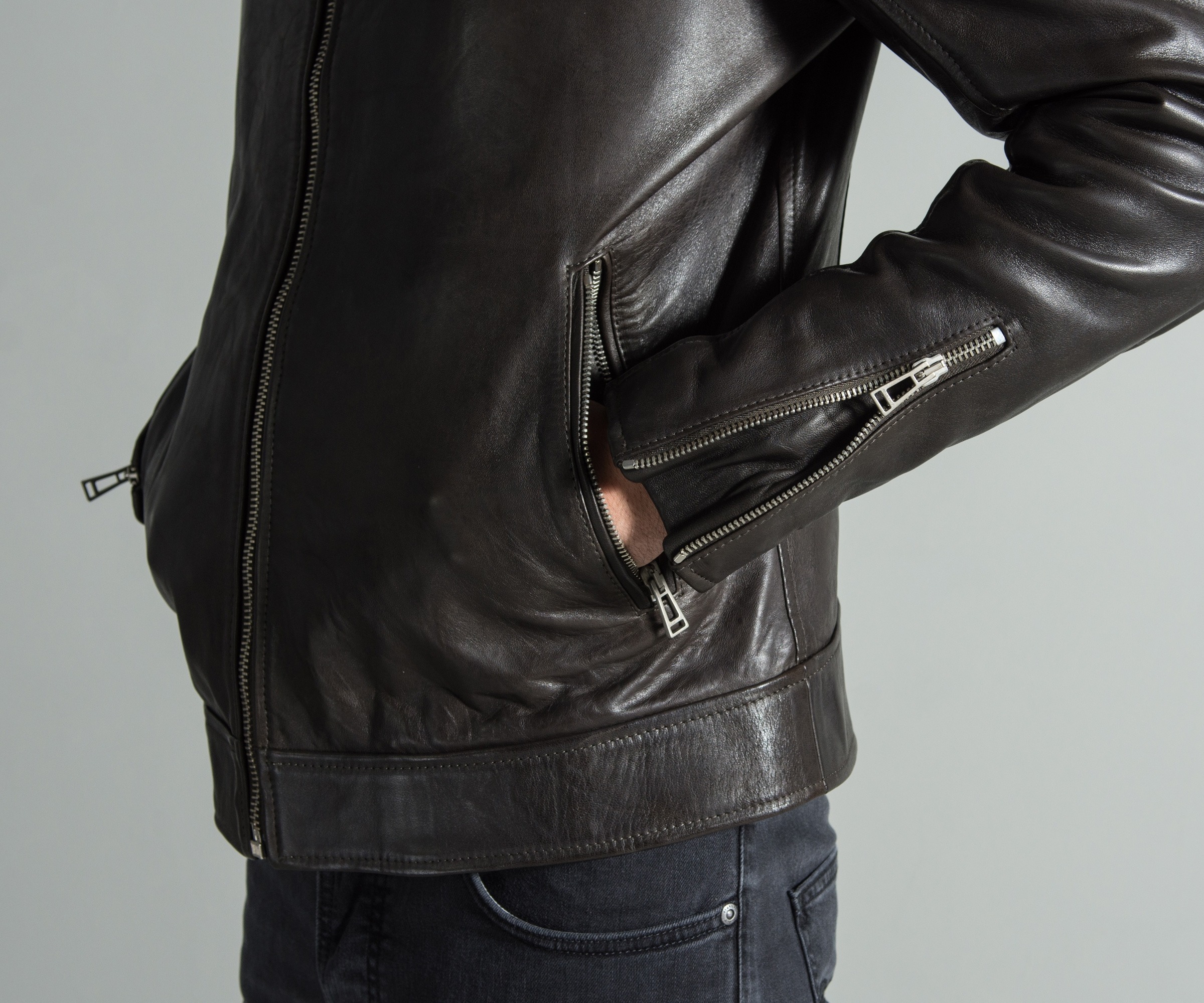 'Northcott' Leather Jacket Rustic Moss