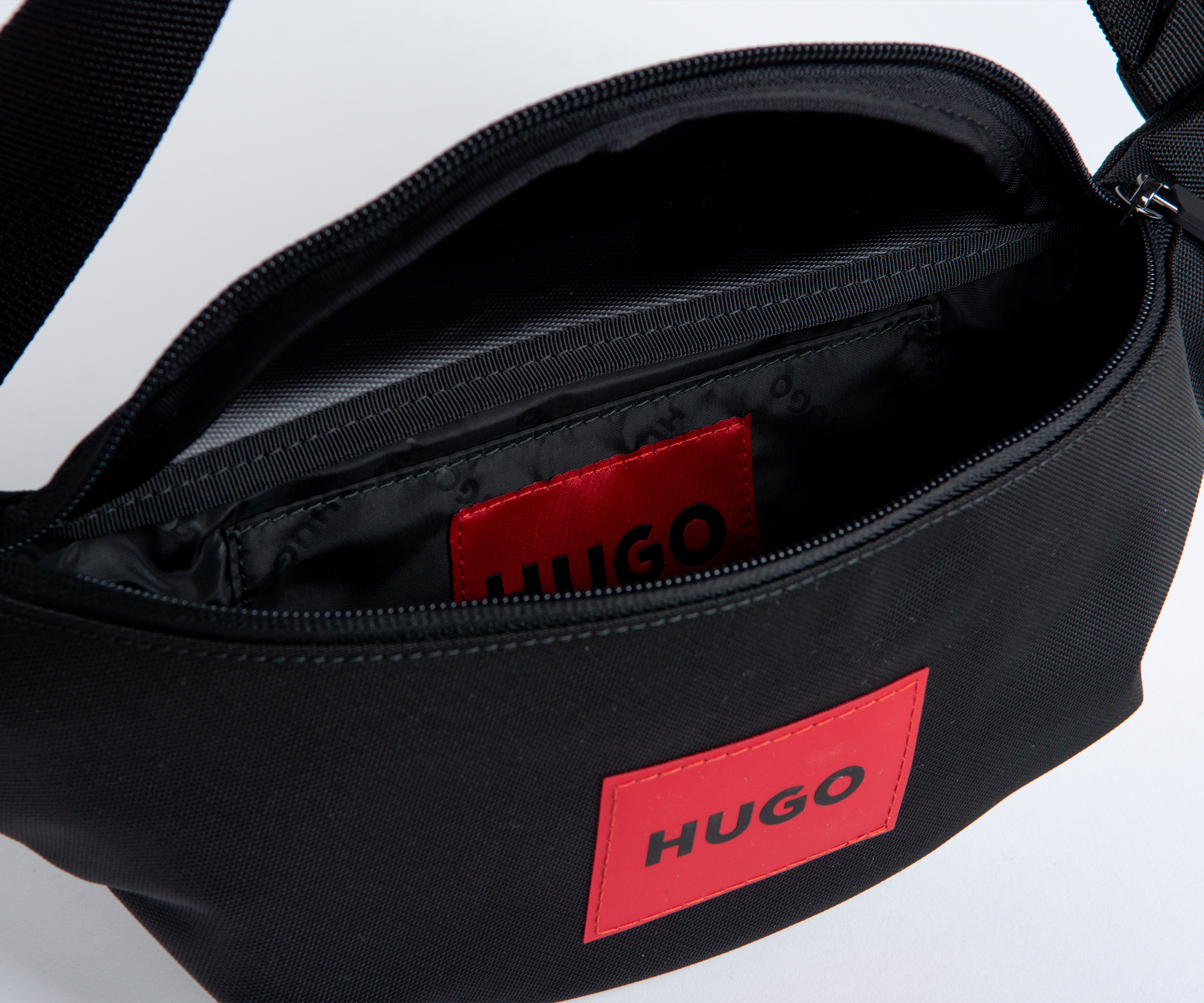 HUGO 'Eton Red' Label Bumbag Black