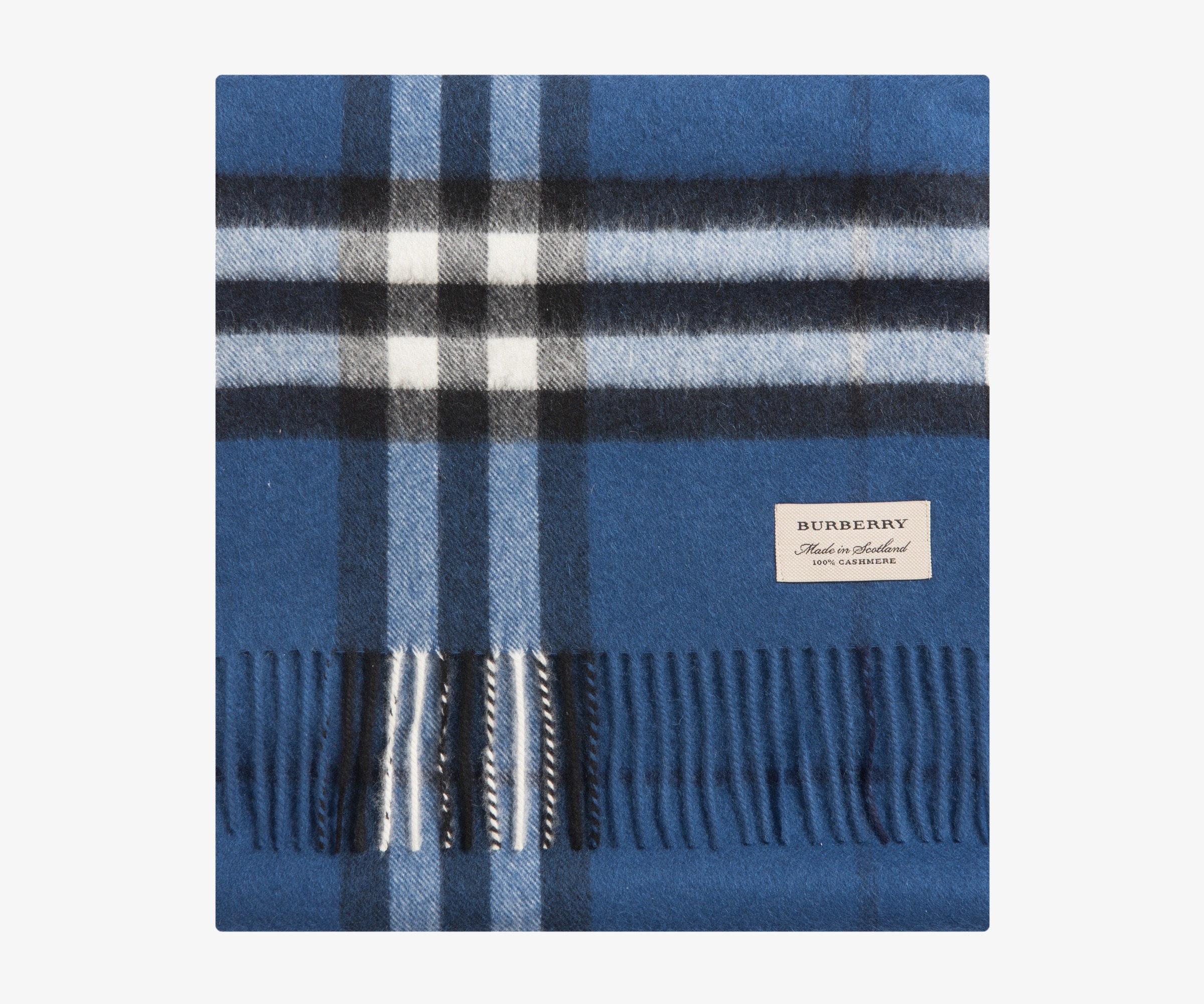Burberry Giant Icon Check Cashmere Scarf Cadet Blue