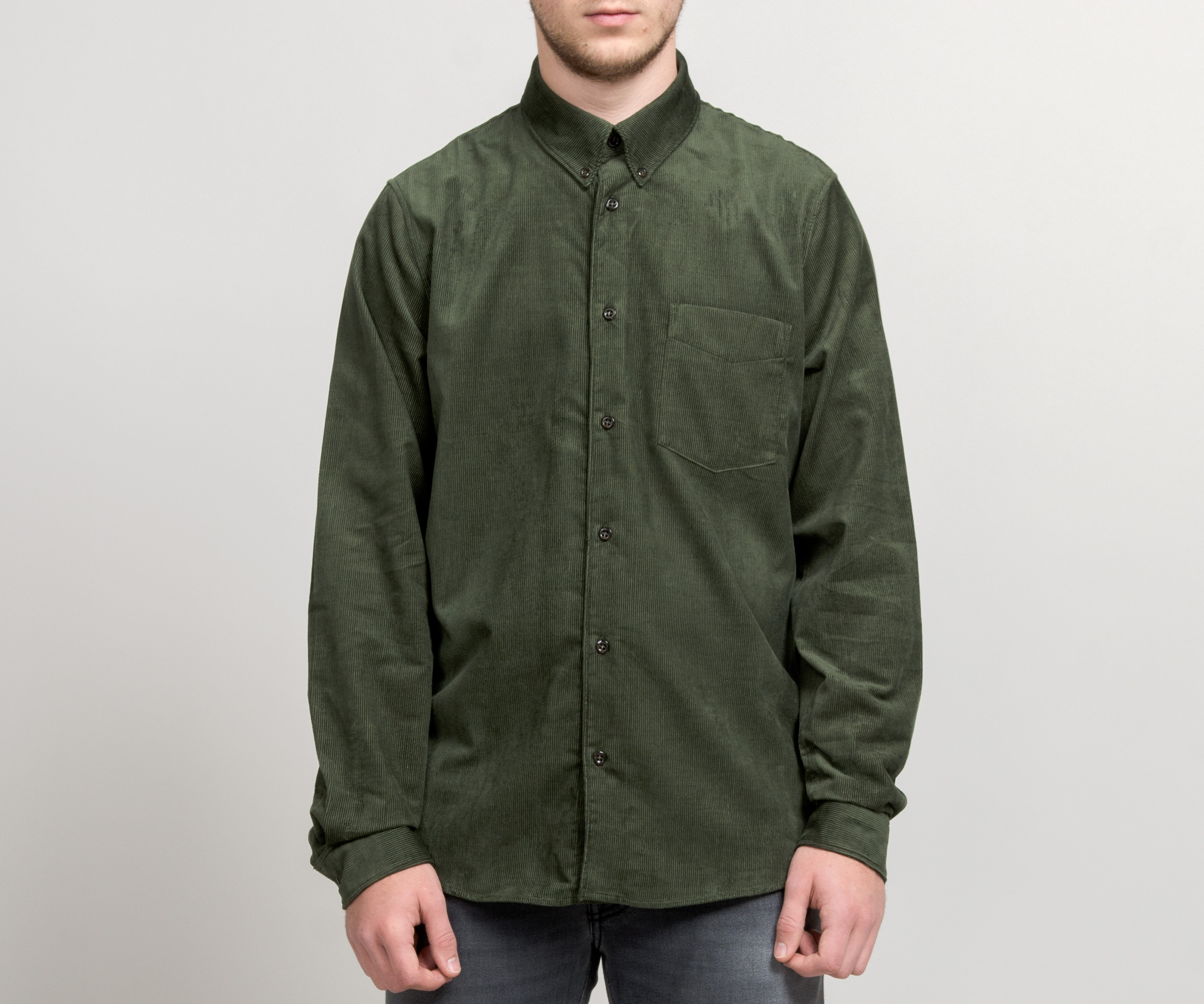 APC Button-Down Collar Corduroy Shirt Forest Green