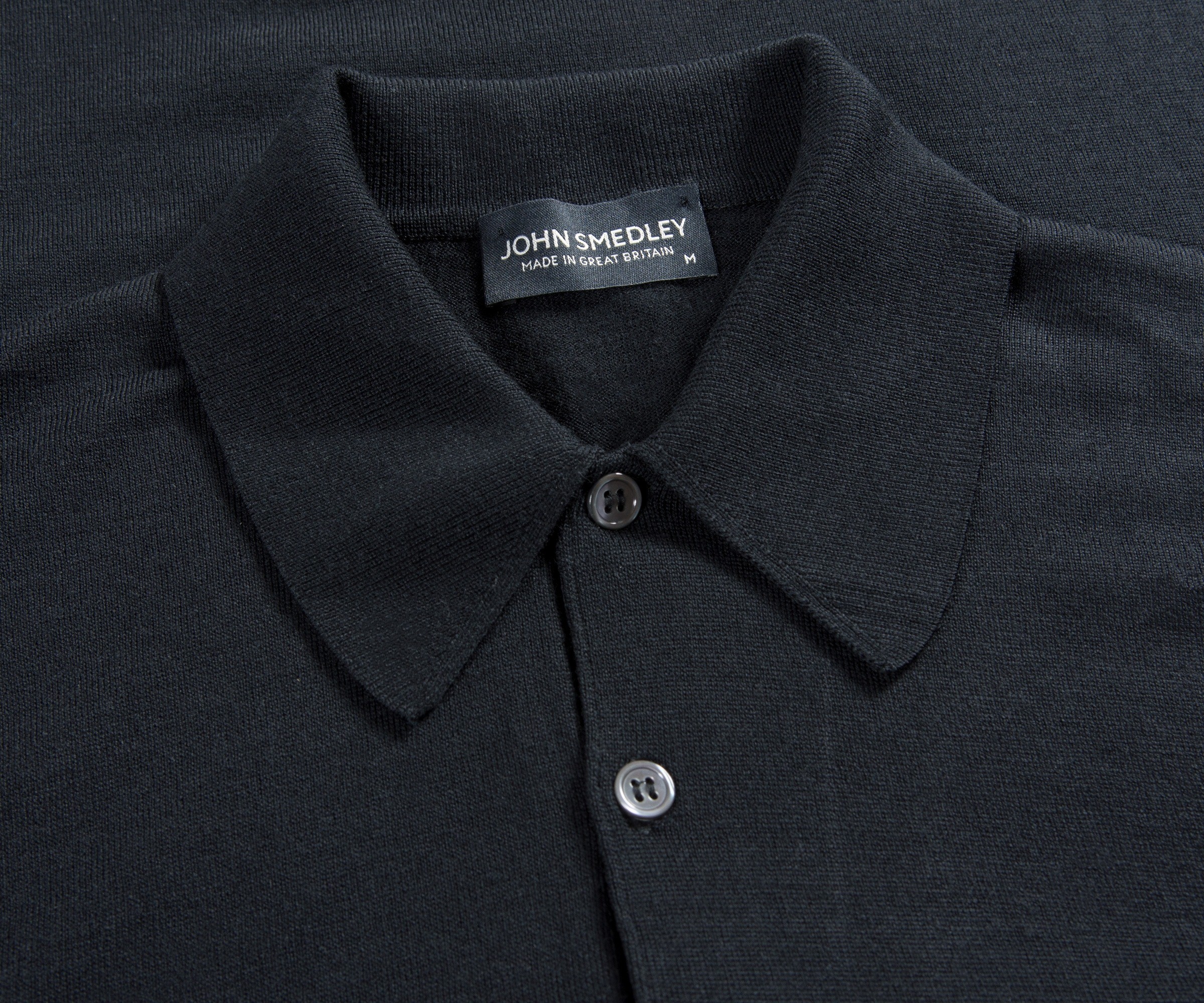 John Smedley 'Dorset' 3-Button Knitted Polo In Black