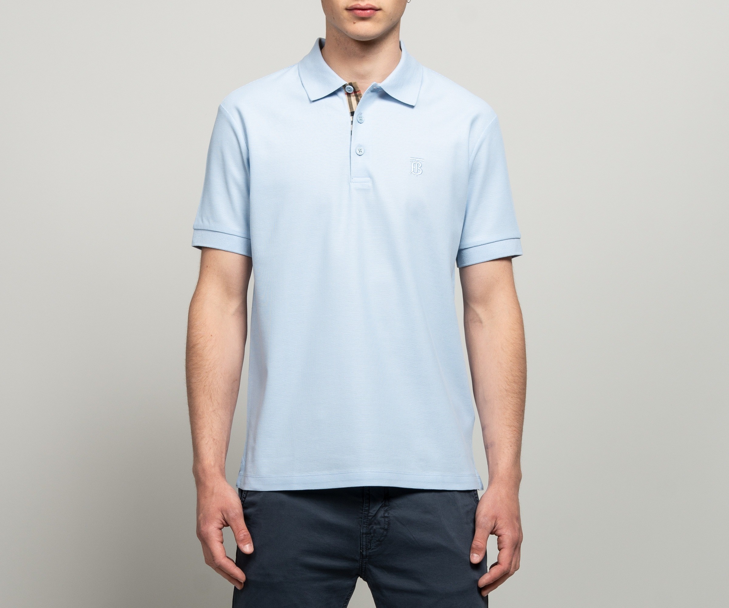 Burberry Monogram Motif Cotton T-shirt In Pale Blue
