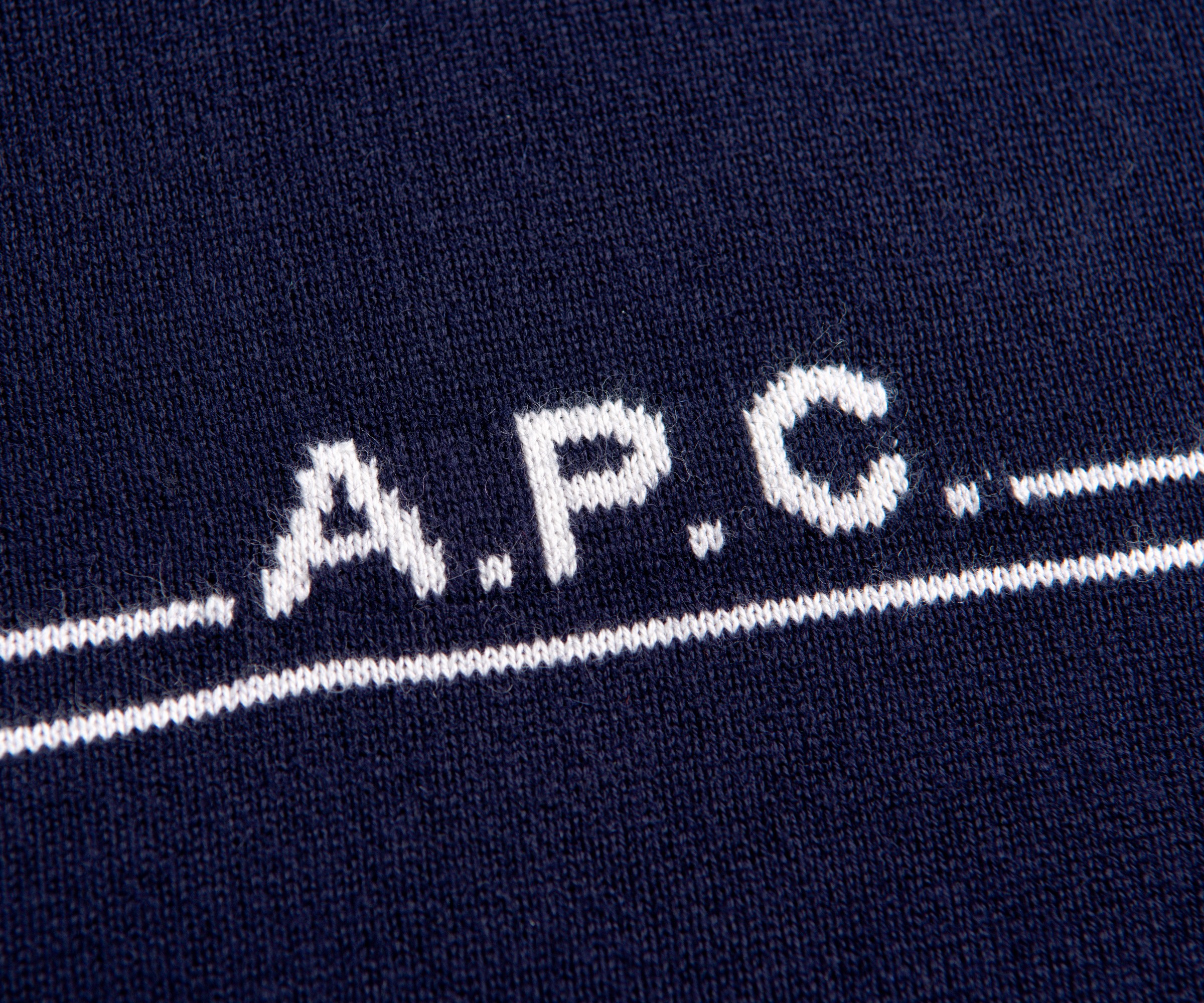 APC 'Eponyme' Chest Stripe Knitted Sweatshirt Navy