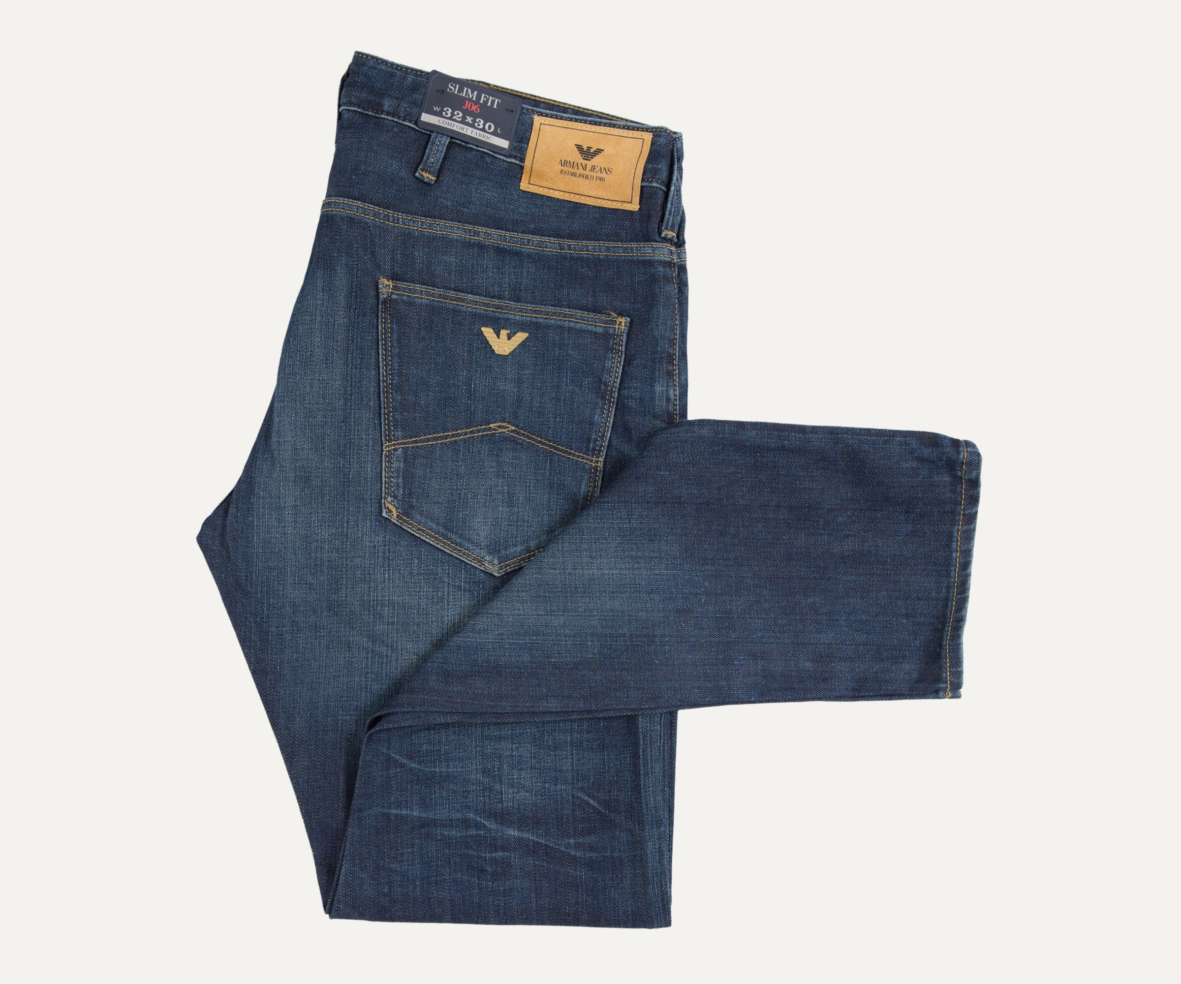 Emporio Armani J06 Slim Fit Dark Wash Gold Jeans Blue