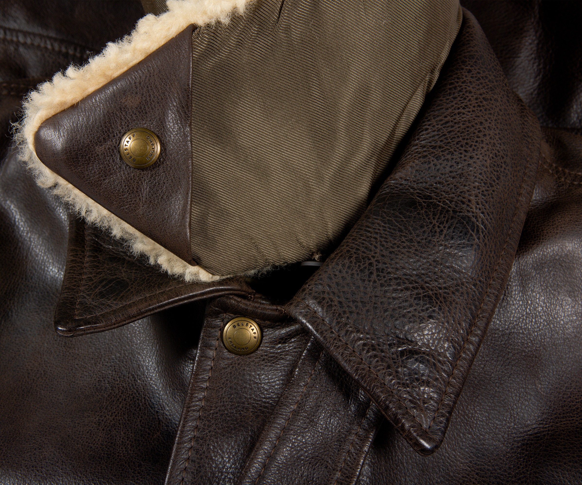 Belstaff 'Carrier' Leather Jacket With Shearling Collar Brown