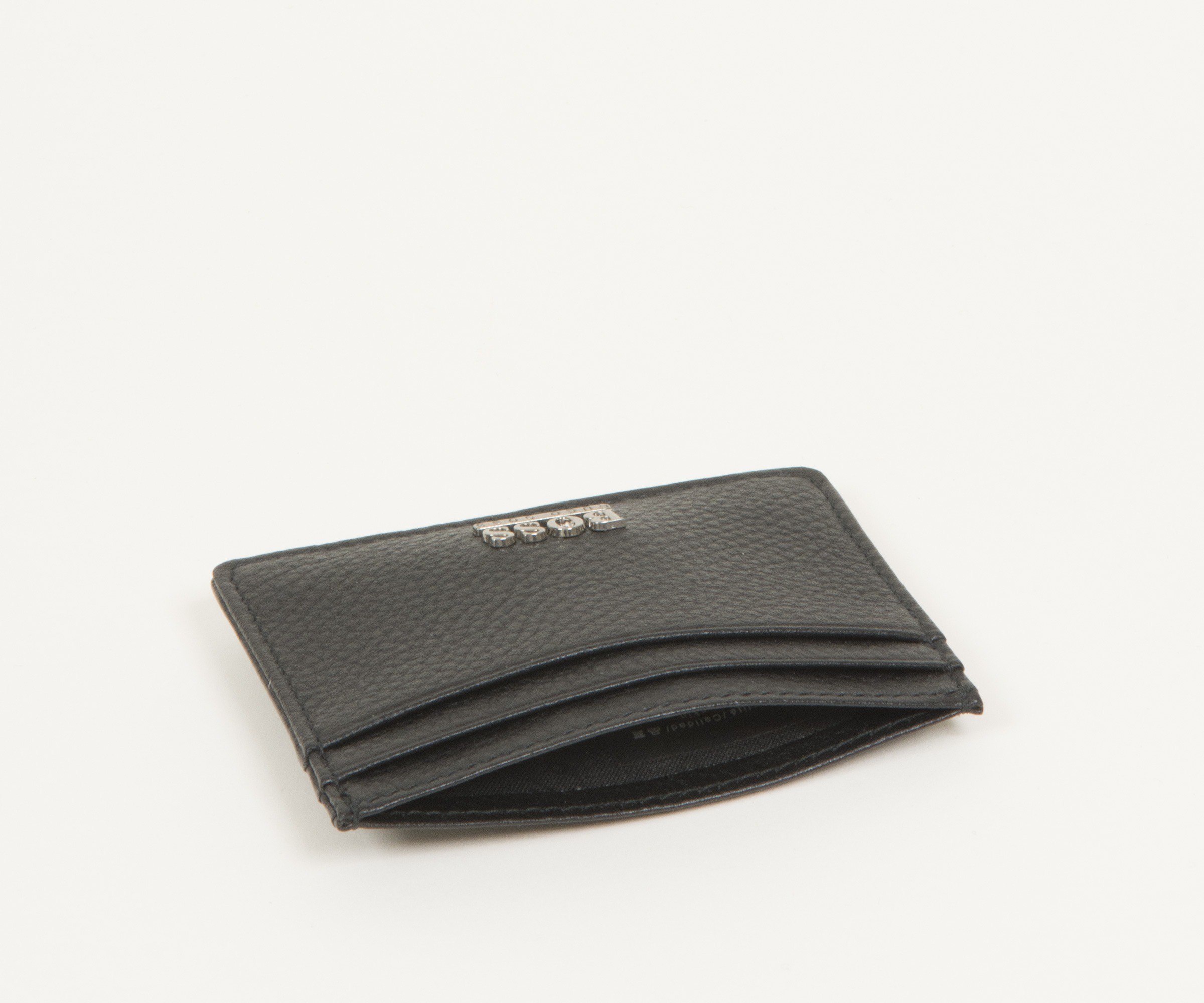 BOSS - Embossed-leather long wallet with logo plate