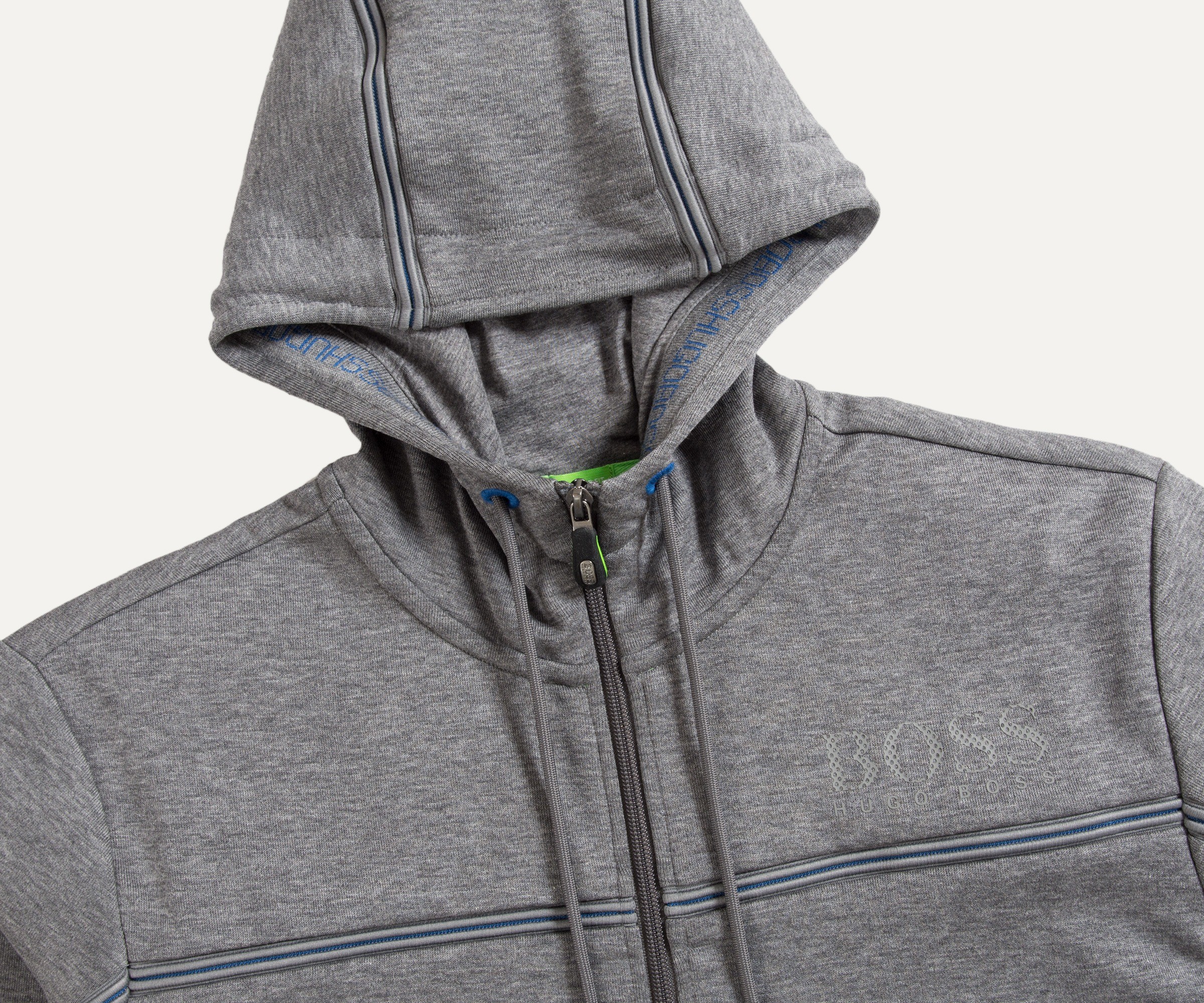 Boss Green Full Zip Mid Grey With Electric Blue Trim