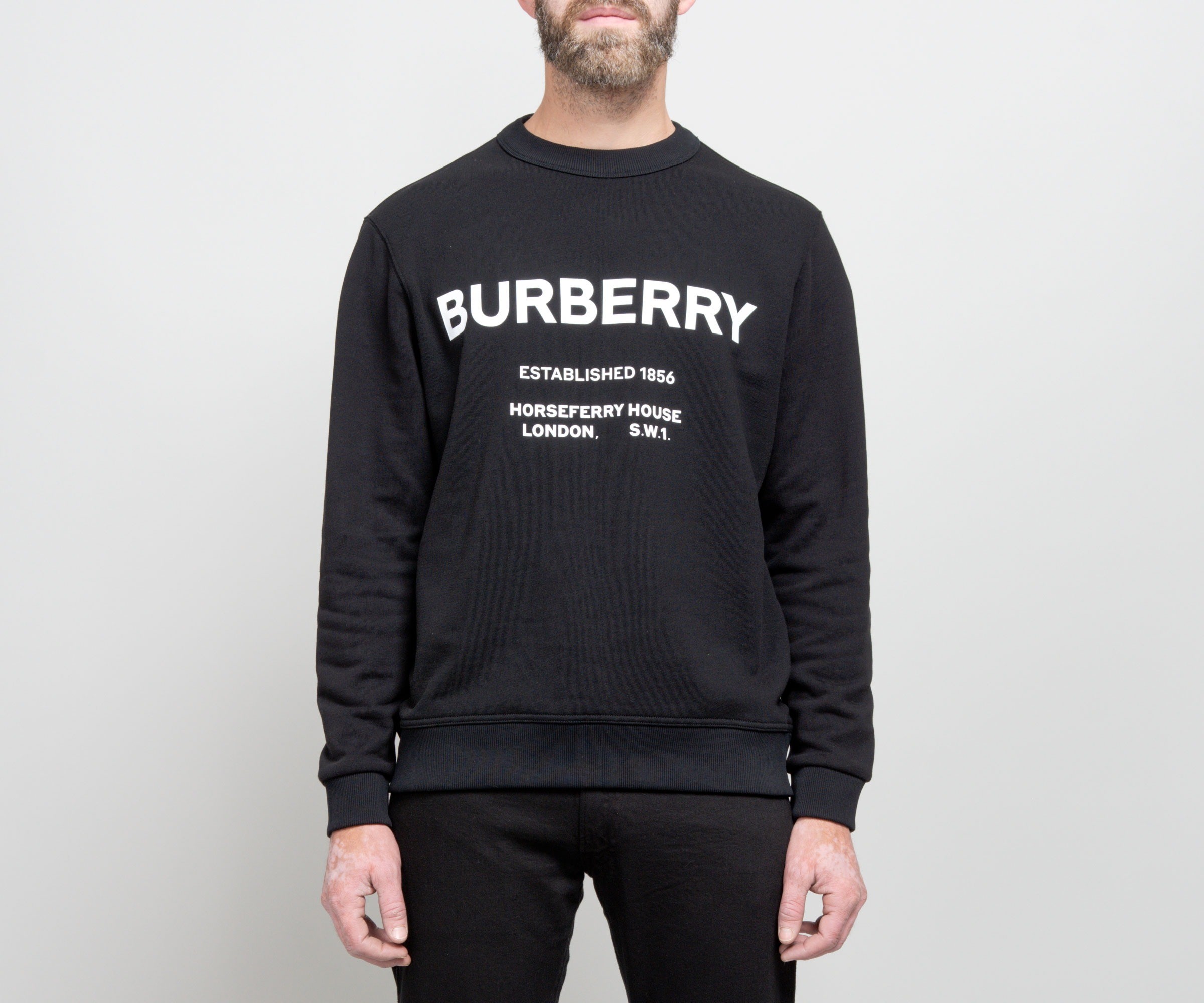 Burberry 'Martley' Horseferry Logo Cotton Sweatshirt Black