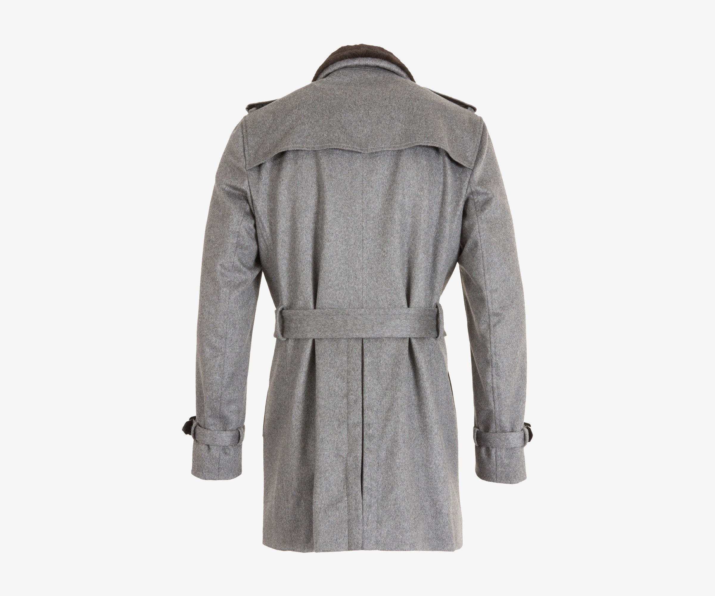 Burberry Finest Cashmere Trench Coat With Fur Collar Mid Grey