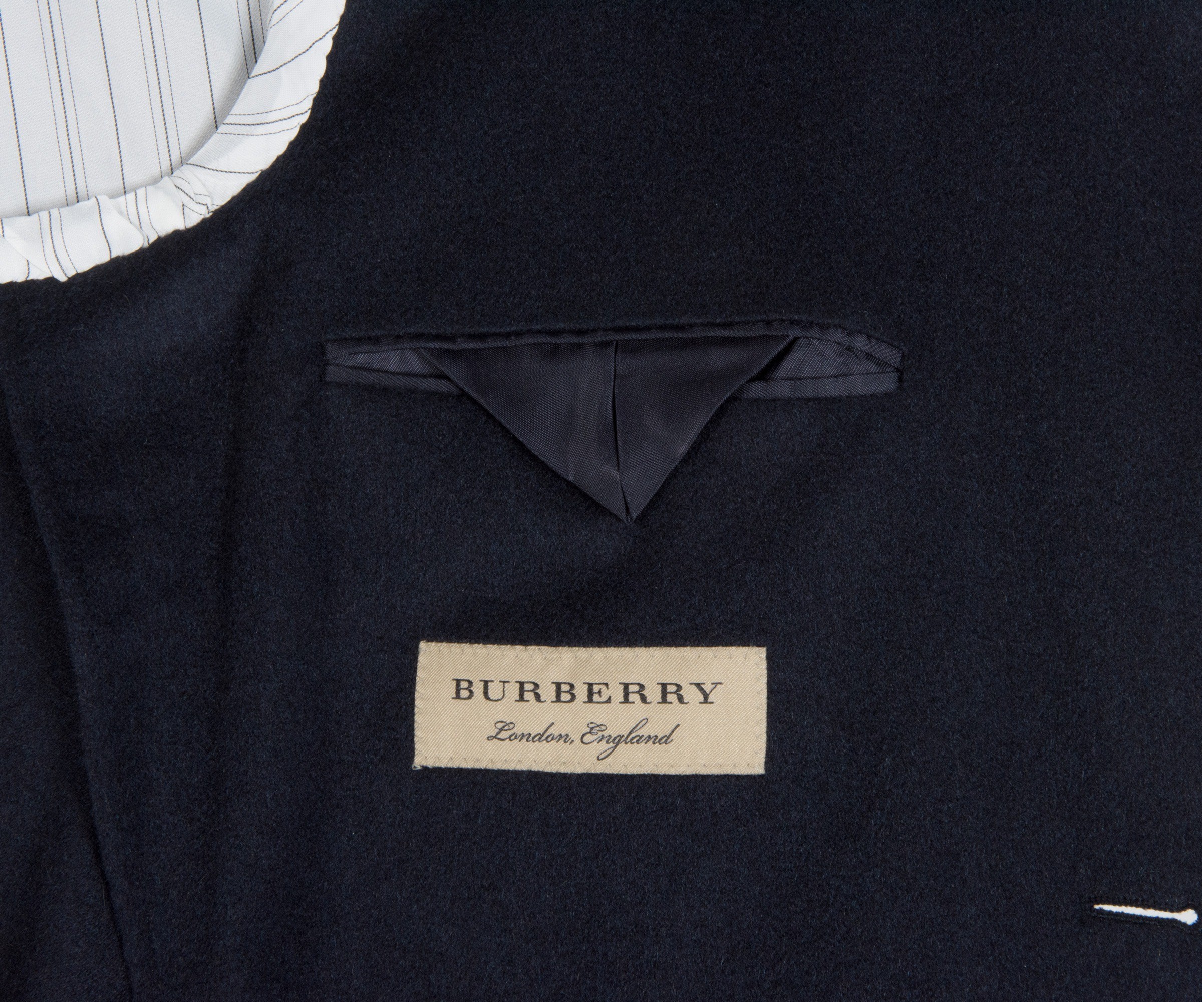 Burberry 'Millbank' Luxury Cashmere Jacket With Checked Collar Detail Navy