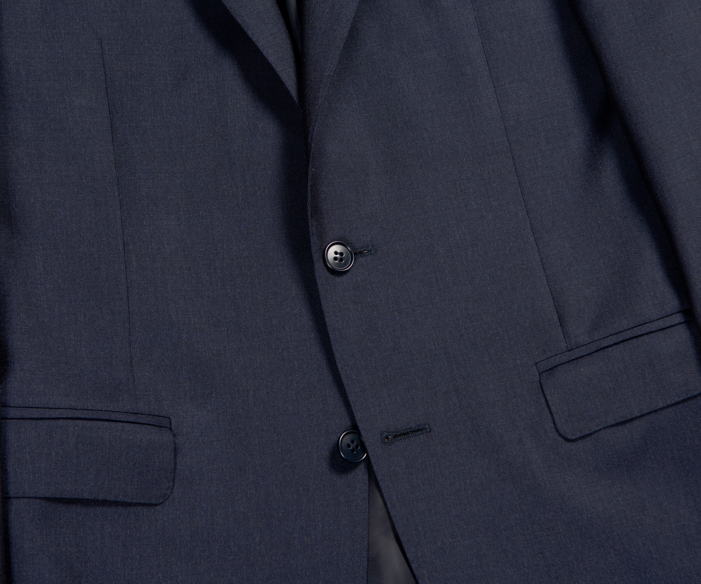 Canali Pure Wool Peaked Lapel Suit Navy
