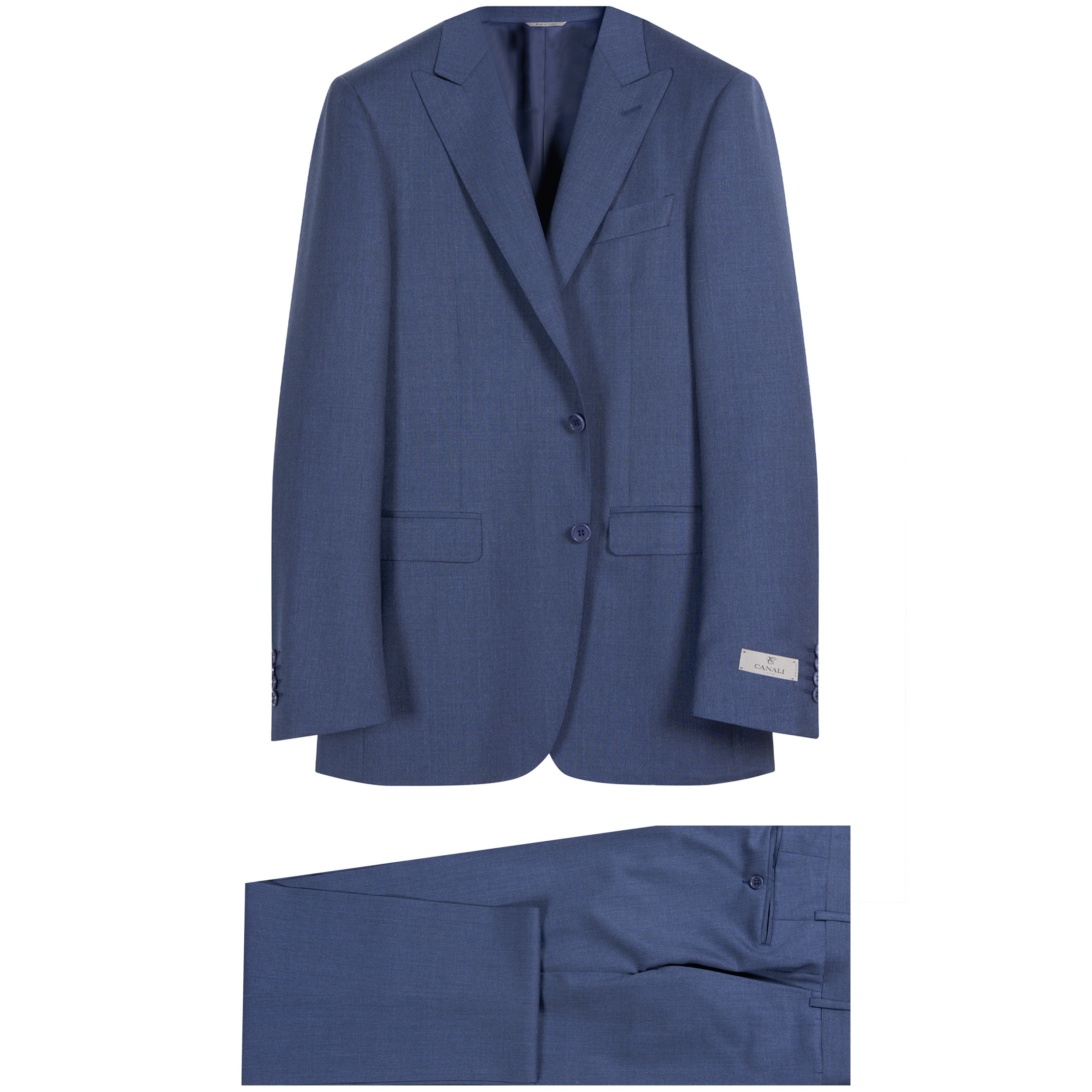 Canali Pure Wool Peaked Lapel Suit Blue