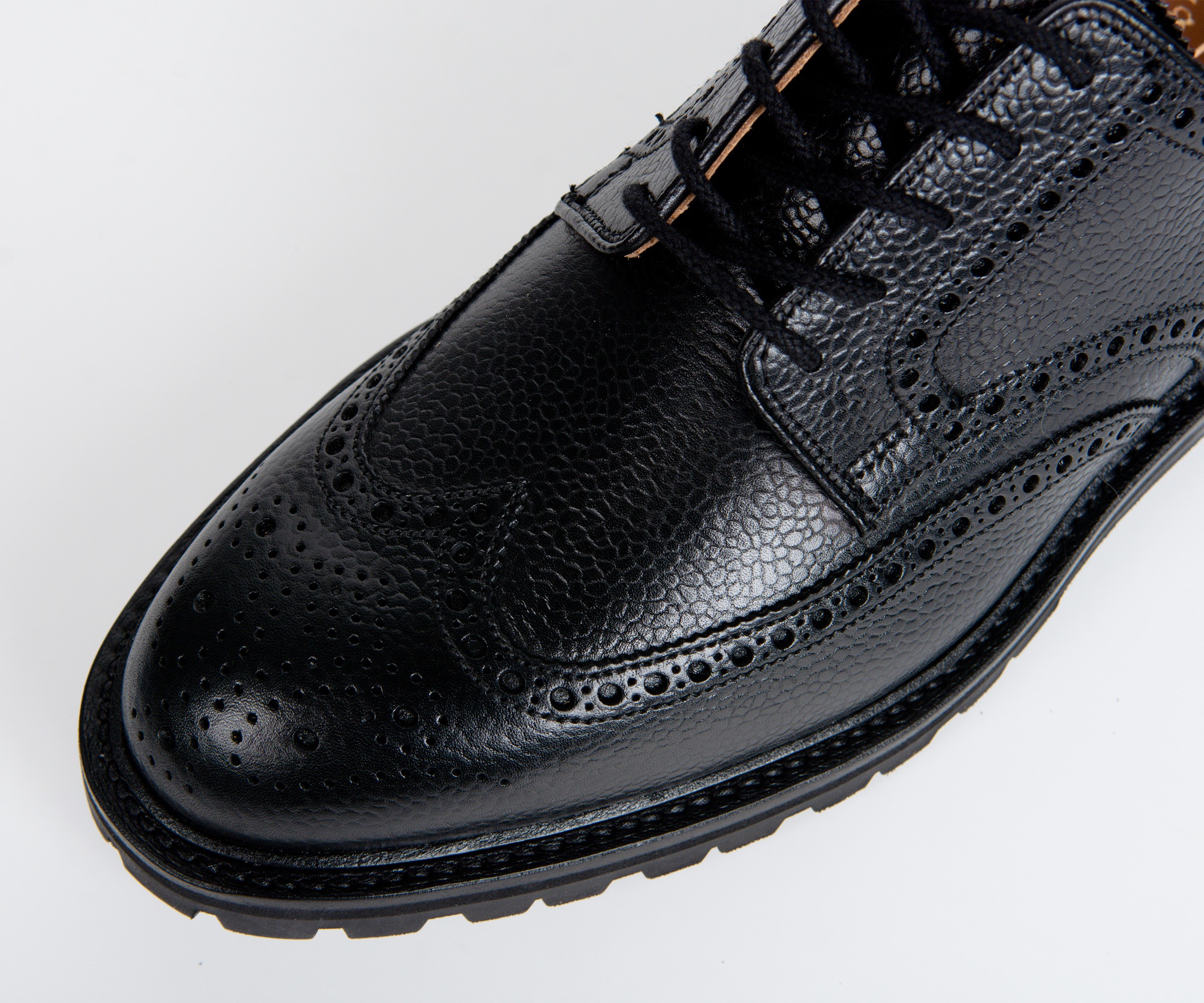 Crockett & Jones 'Pembroke' Leather Brogue Vibram Cleated Sole Black