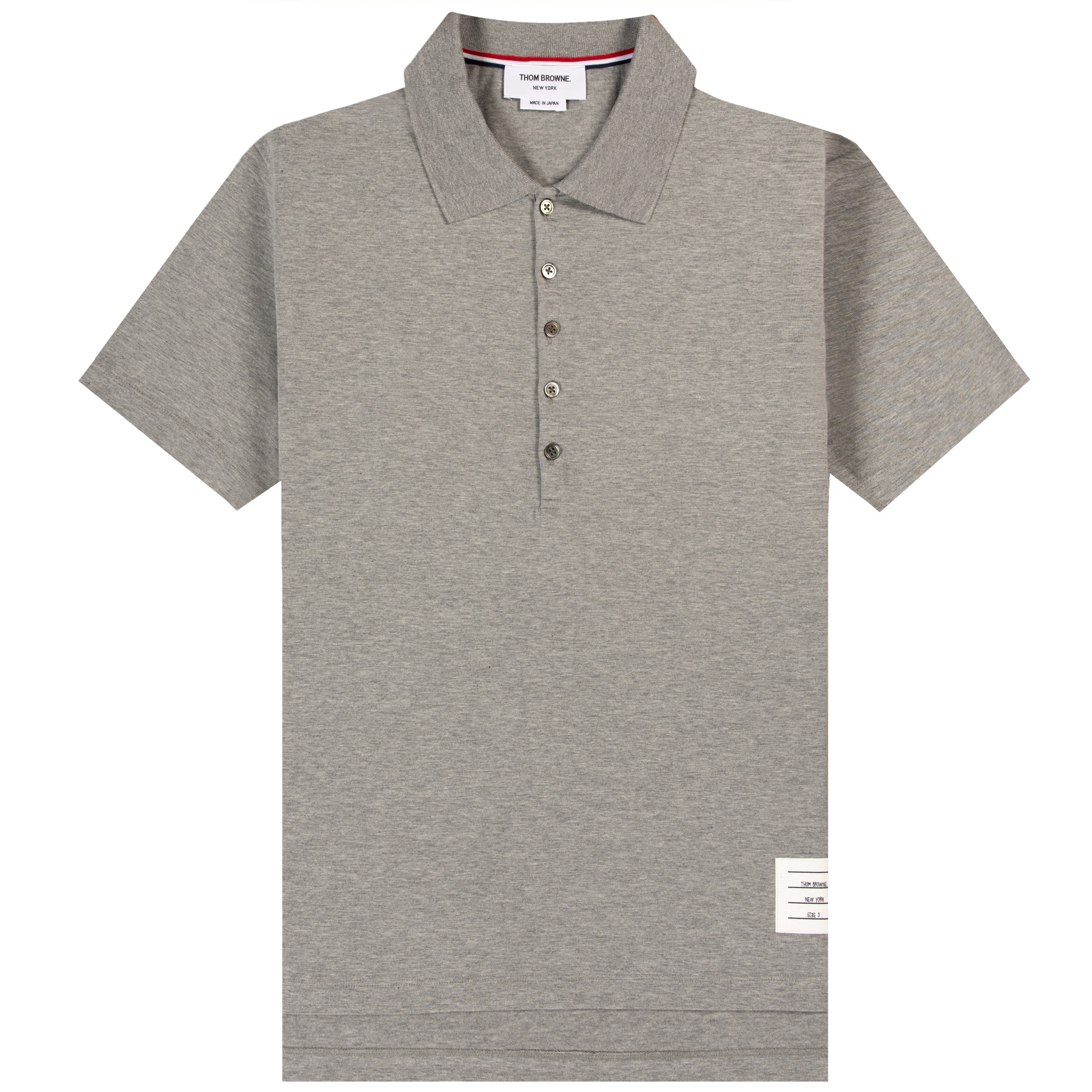 Thom Browne logo-patch Short-Sleeve Polo Shirt - Grey