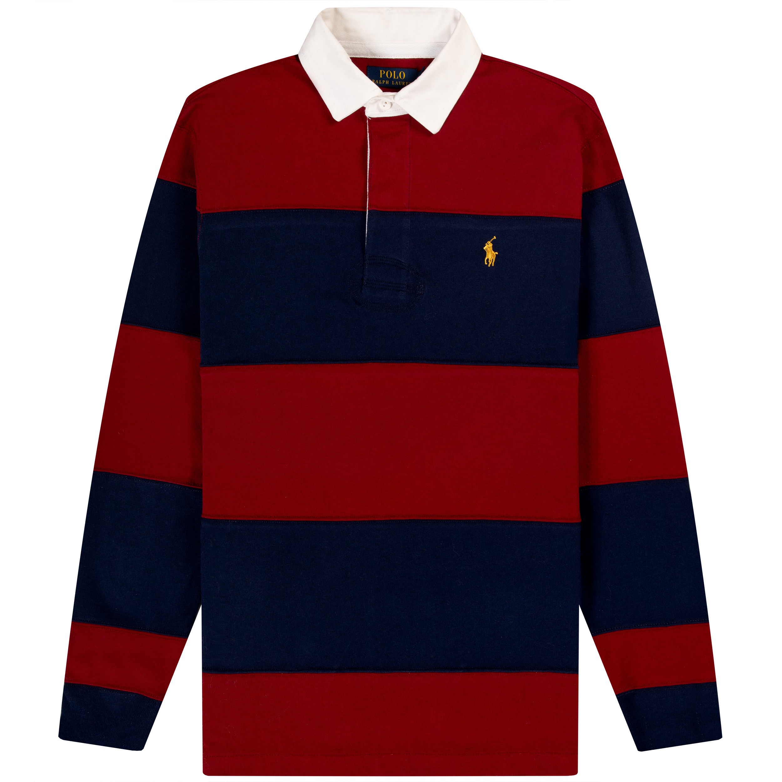 Polo Ralph Lauren Striped Rugby Polo Shirt Newport Navy/Holiday Red