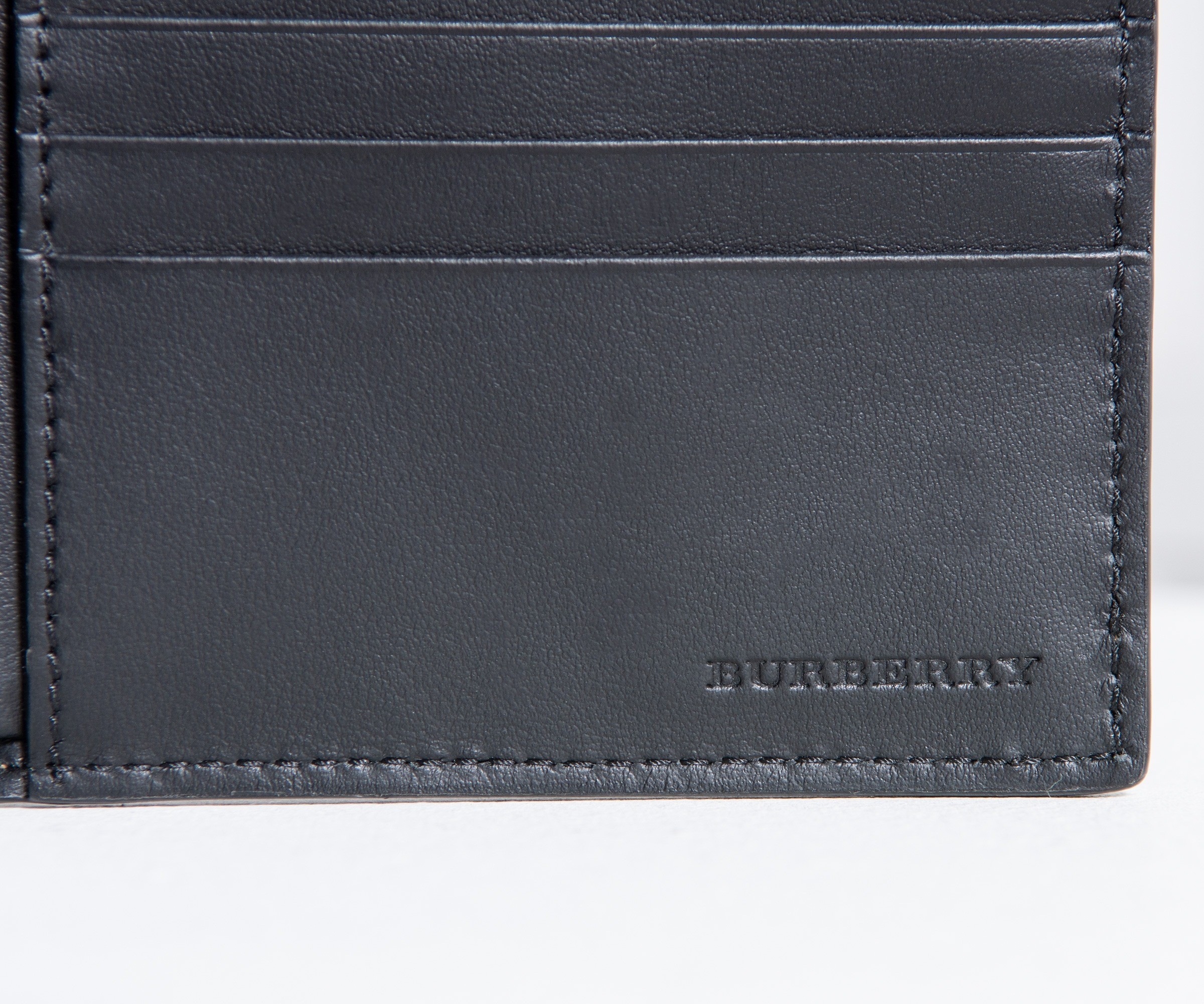 Burberry Vintage Check International Bifold Wallet 8 Slot Black in Calfskin  - US