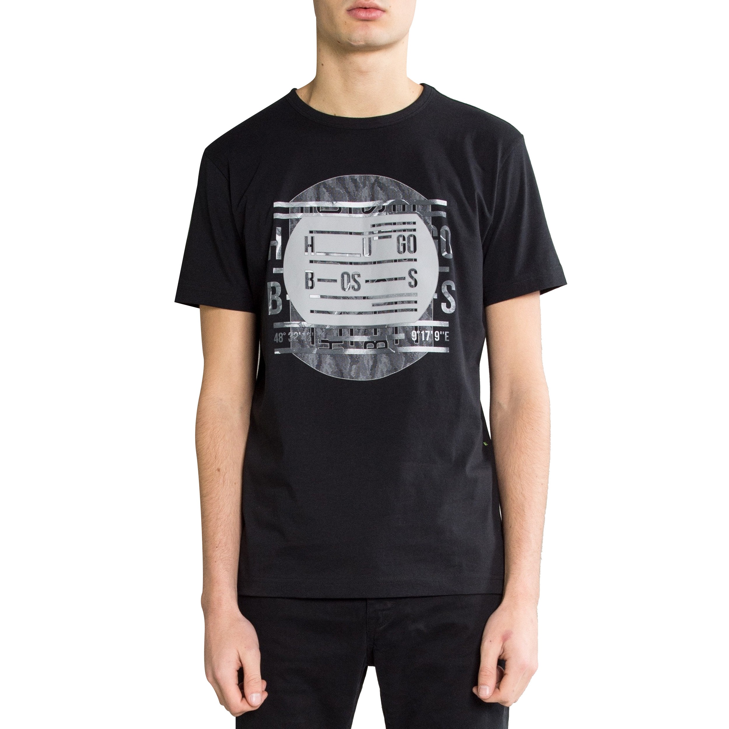 Boss Green 'Tee 4' T-Shirt With Printed Chest Logo Black
