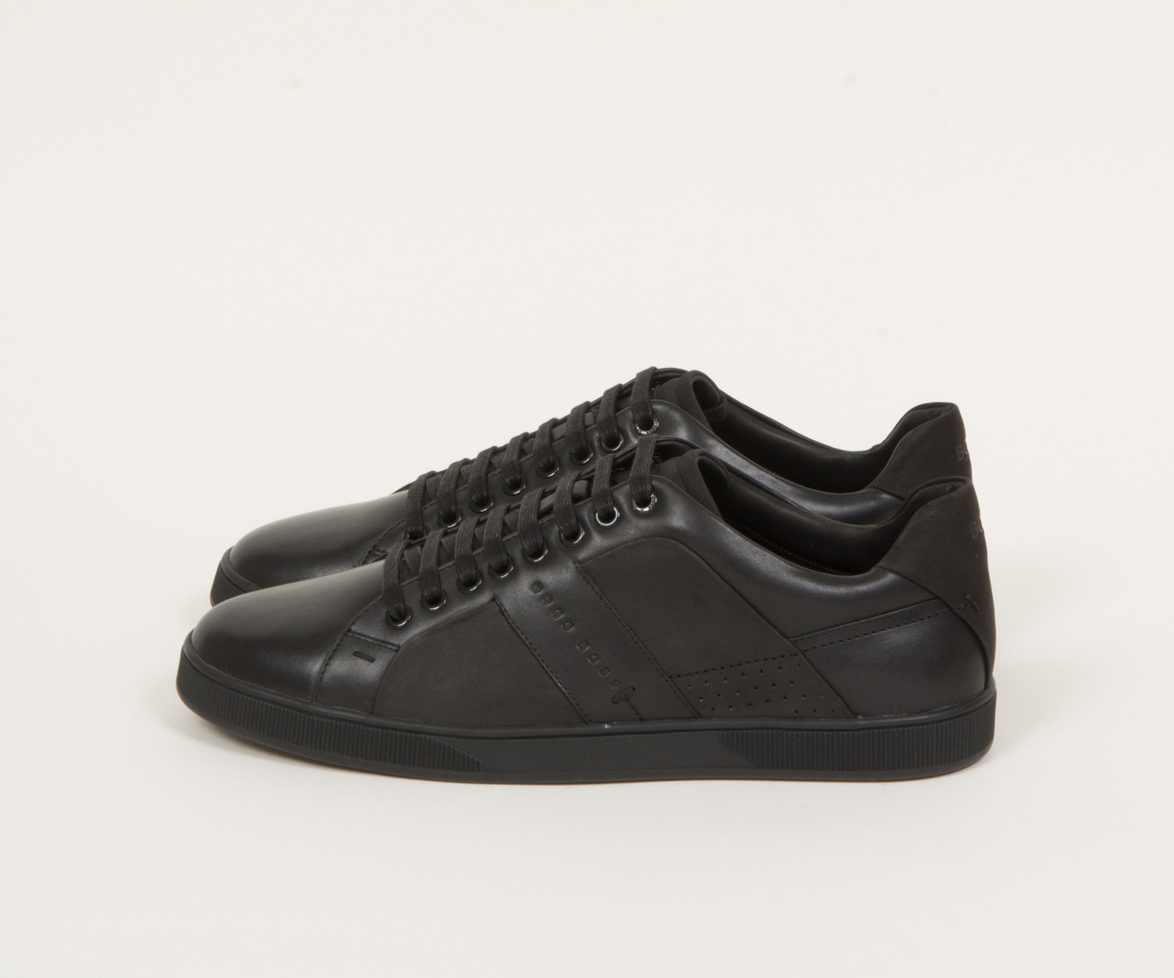 Hugo 'Acros' Leather Sneakers With Textile Inserts Black (Minor Damage)