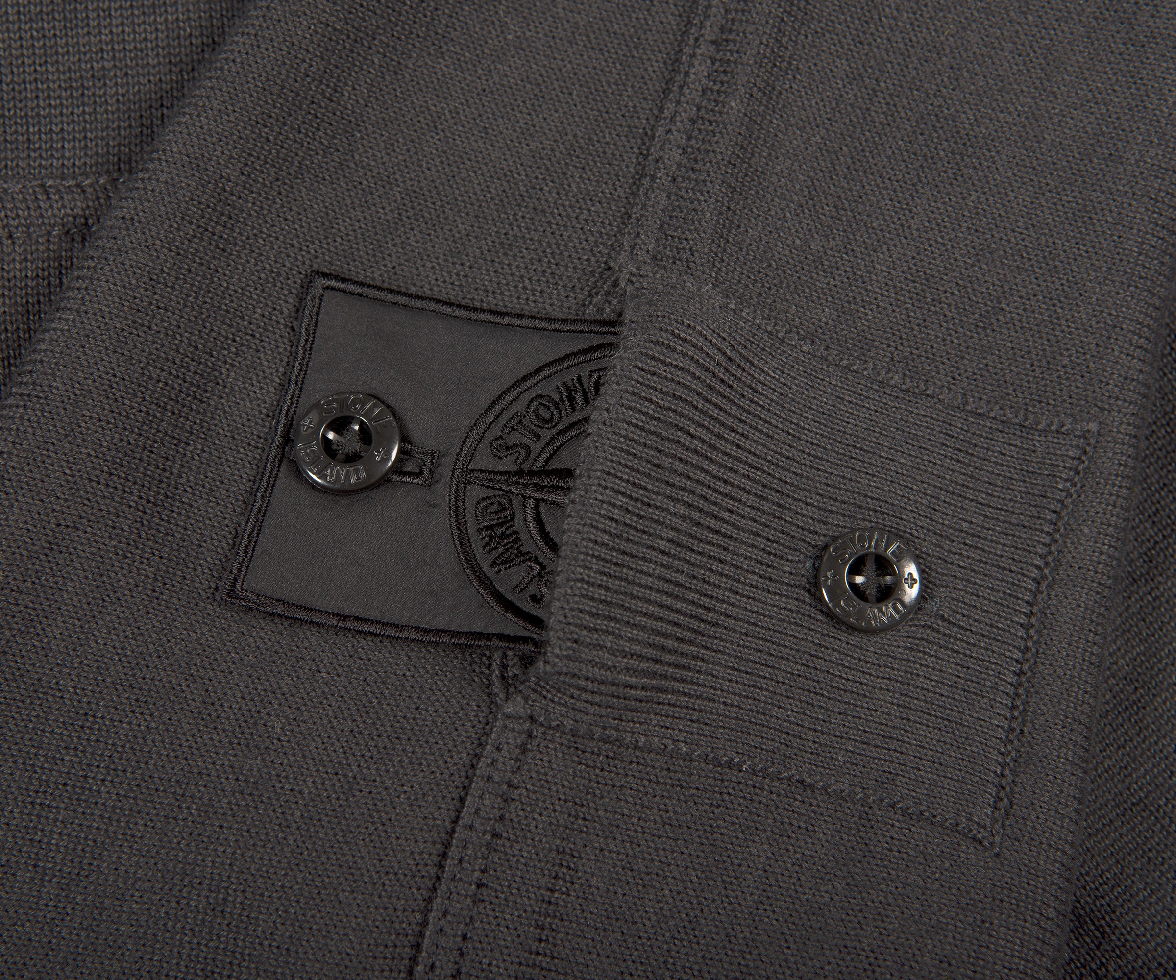 Stone Island Shadow Project Polo Collar Full Zip Knit Jacket Black