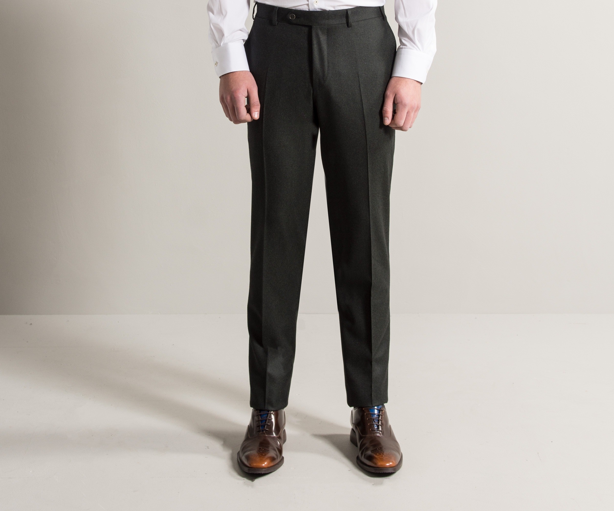 Double Pleated Flannel Trousers Black  BENEVENTO