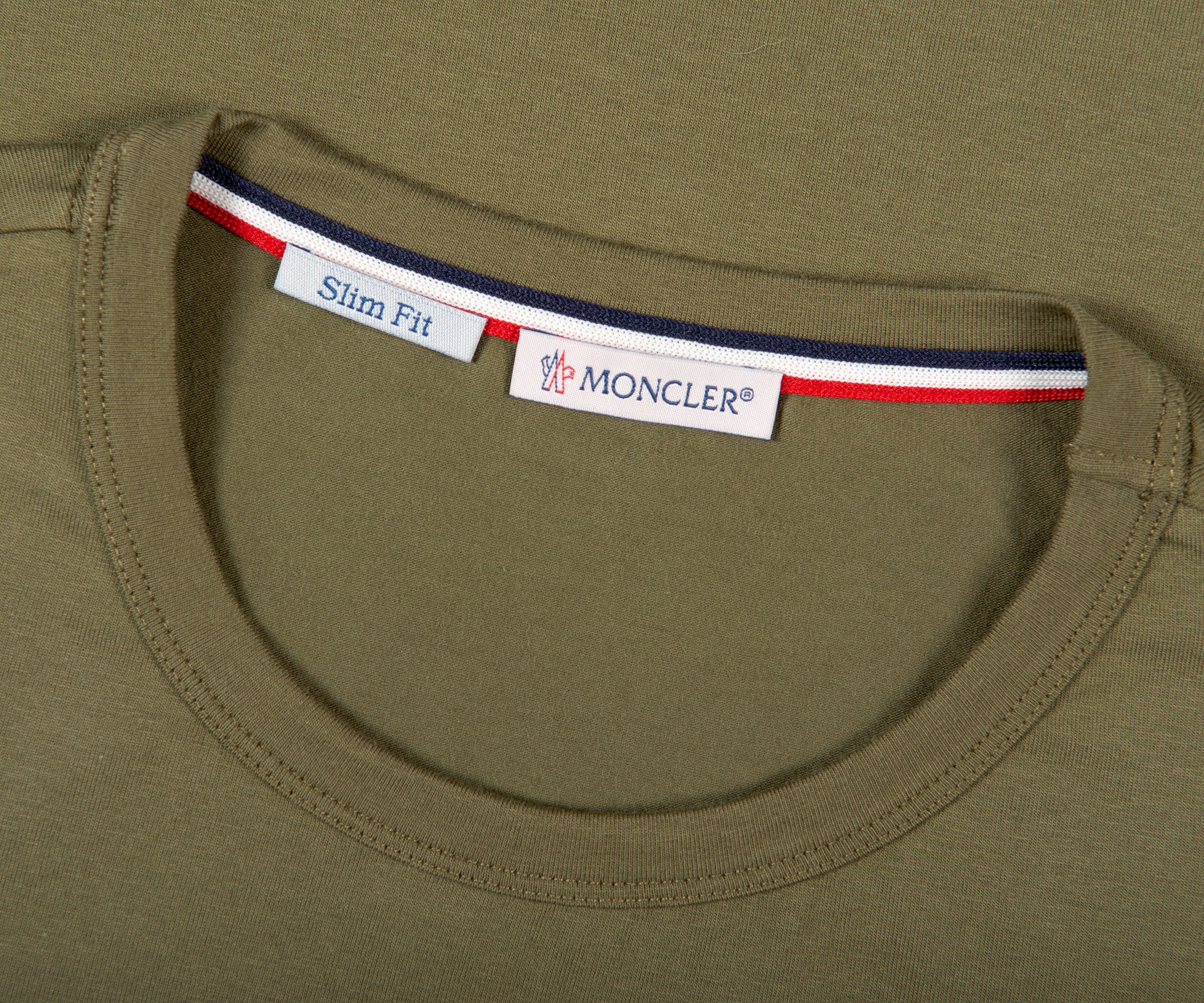 Moncler Men's Logo Ribbed T-Shirt in Green Moncler
