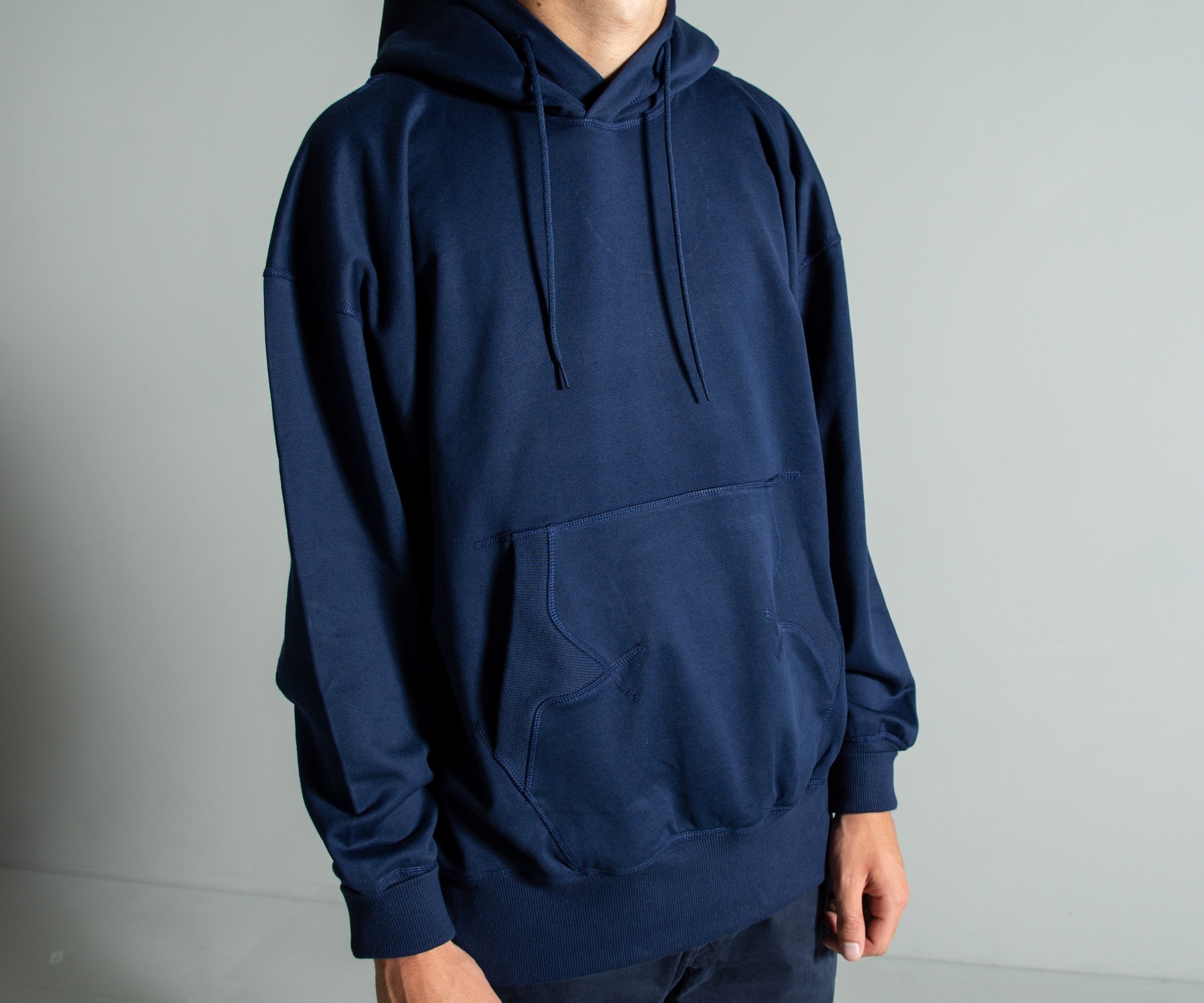 Y-3 Oversized Stacked Logo Hoodie Blue