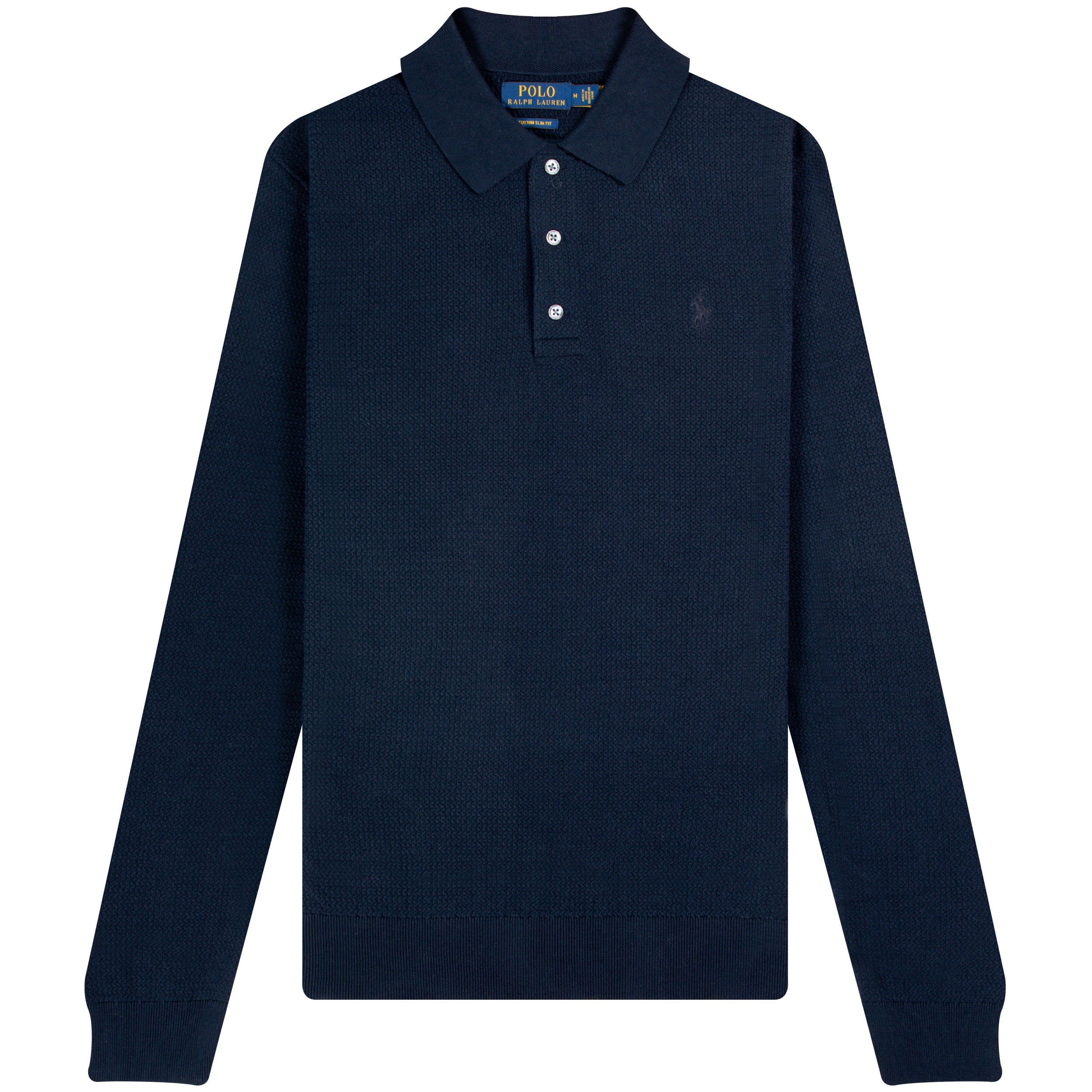 Polo Ralph Lauren 'Textured' LS Polo Shirt Navy