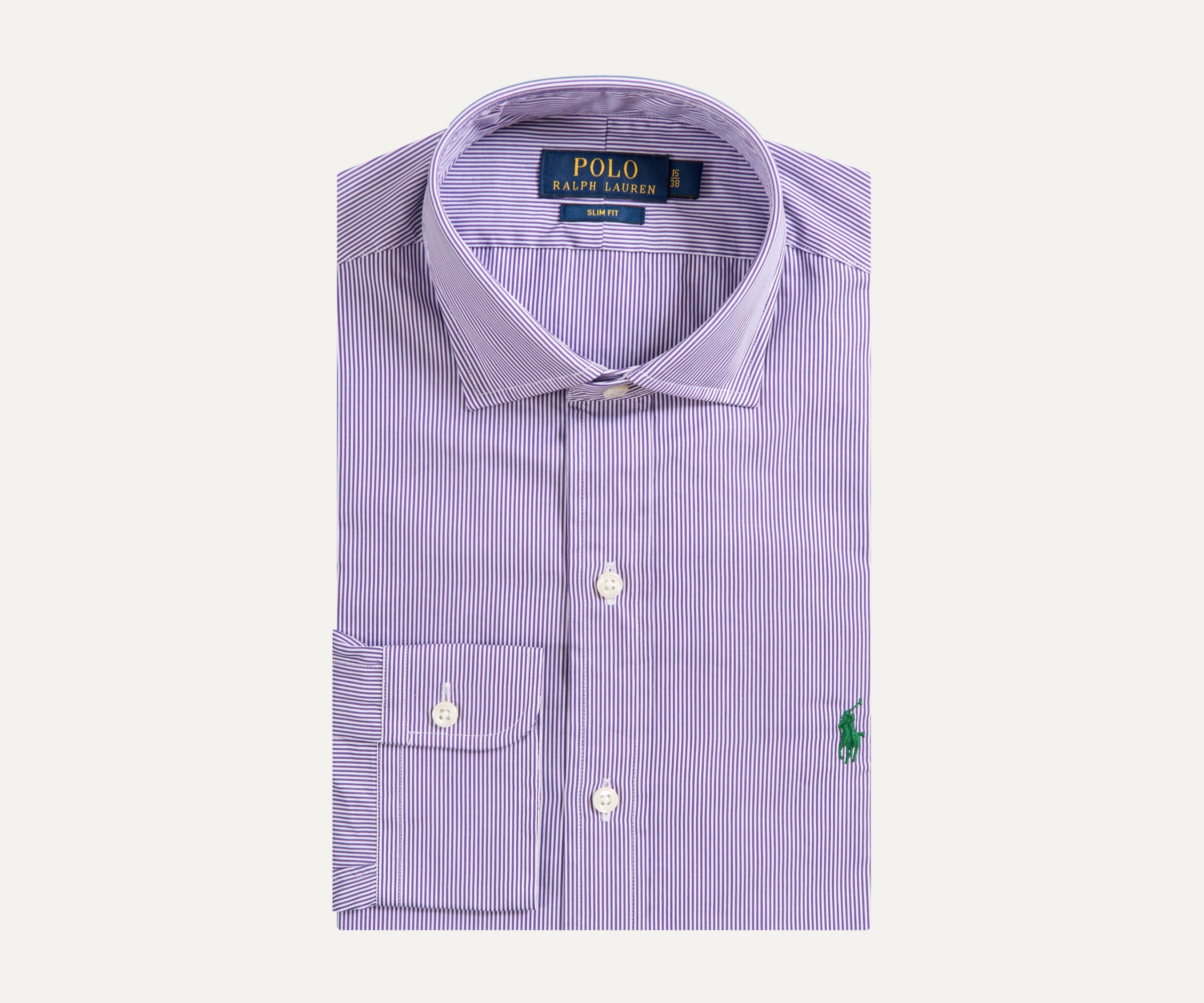 Polo Ralph Lauren Slim Fit City Striped Cotton Shirt Purple/White