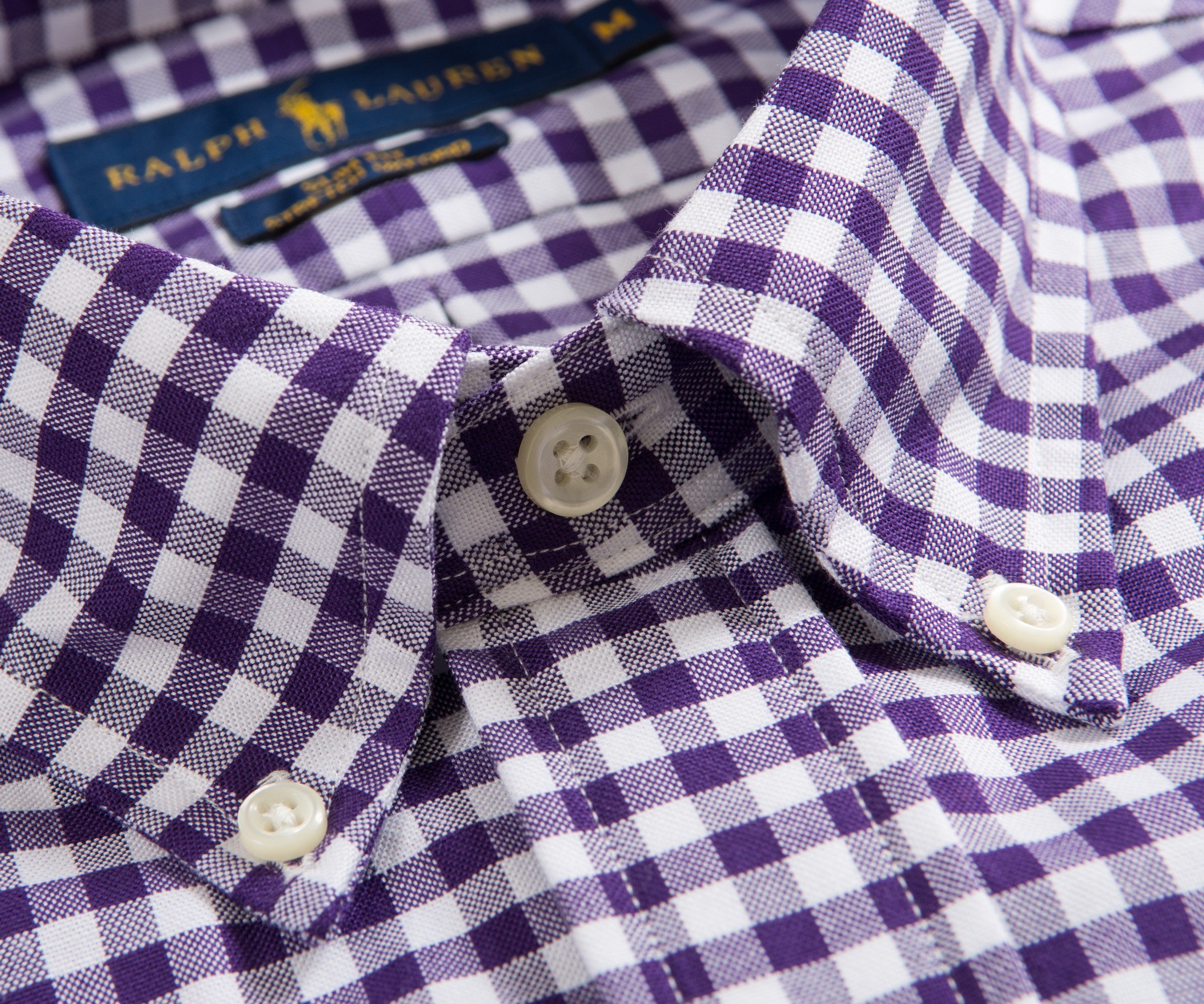 Polo Ralph Lauren Slim Fit Stretch Oxford Large Gingham Shirt Purple/White