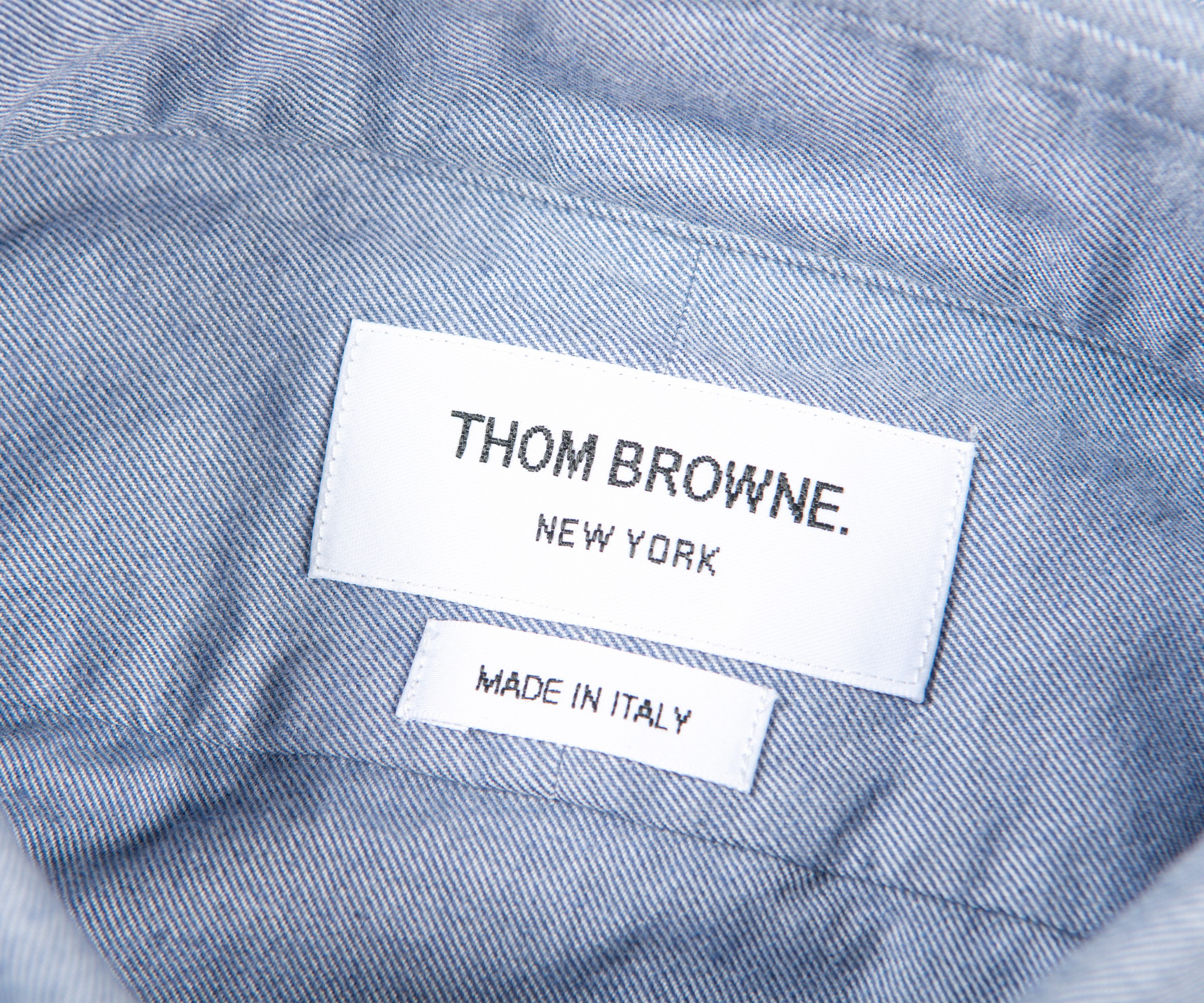Thom Browne 'SOLID FLANNEL' SHIRTING 4-BAR NAMETAG STRAIGHT FIT SHIRT ...