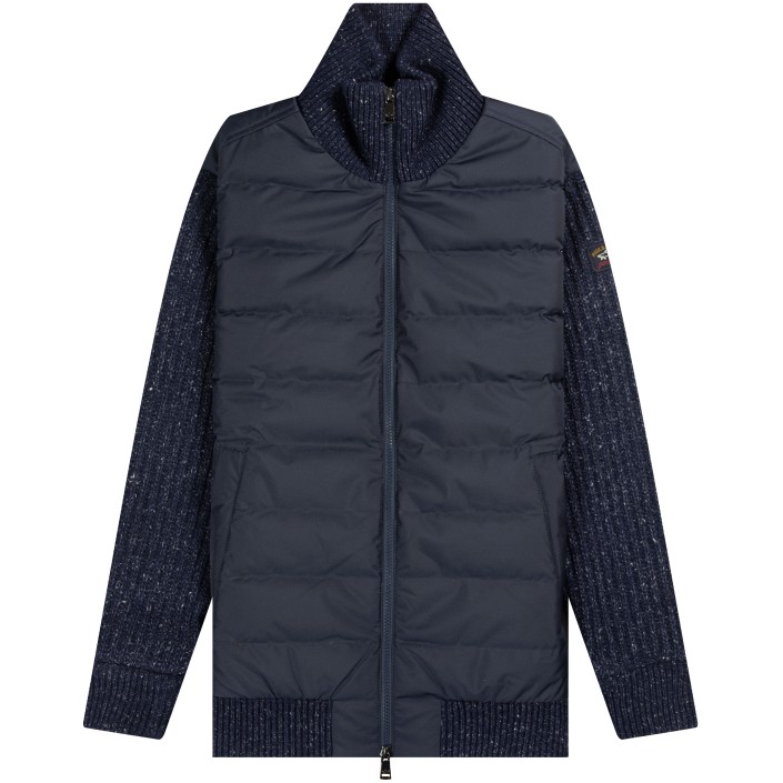 Paul & Shark Typhoon Full Zip Quilted Jacket Knitted Arms Navy