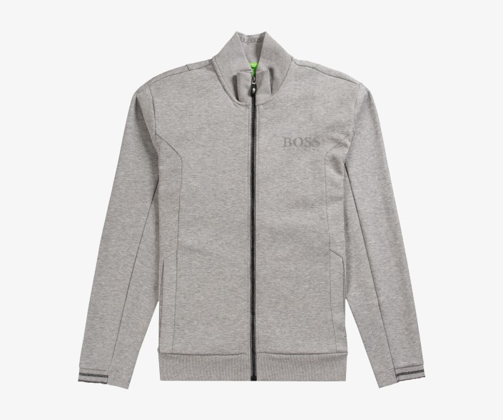Hugo Boss Skaz Zip Collared Sweatshirt Grey