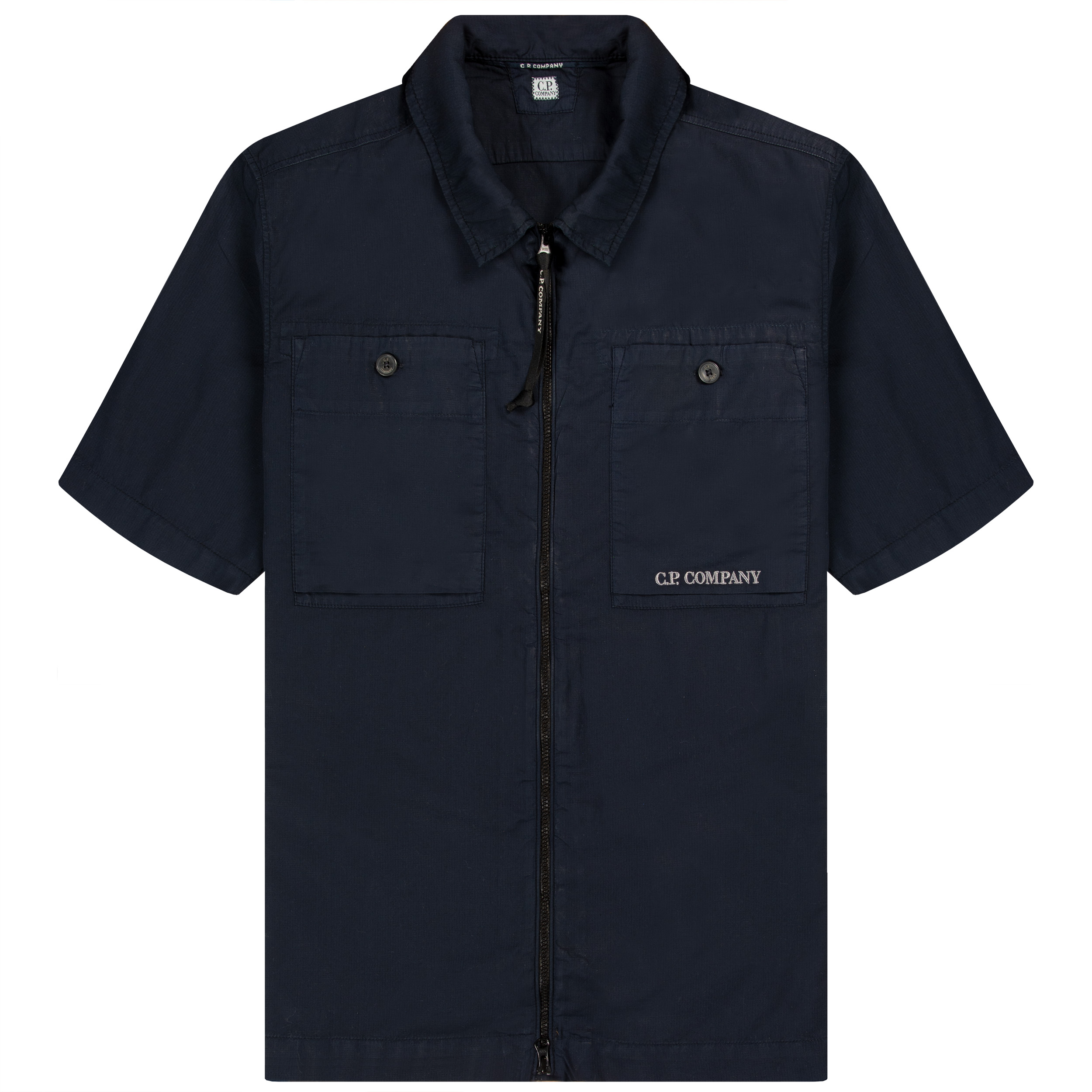 CP Company Cotton Rip-Stop Zipped Shirt Total Eclipse
