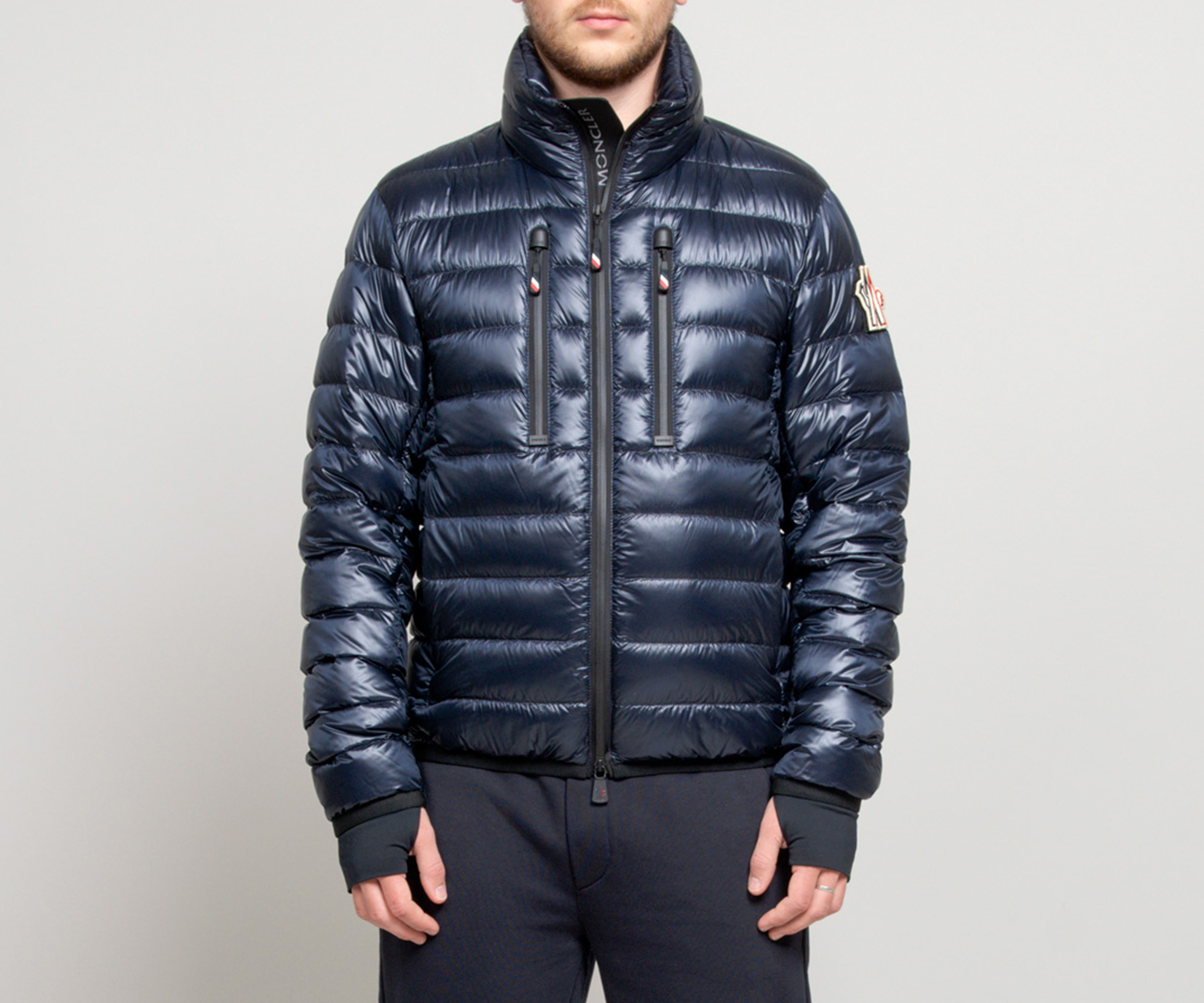 Moncler Grenoble HERS Full Zip Down Jacket With Removable Badge Ink Blue