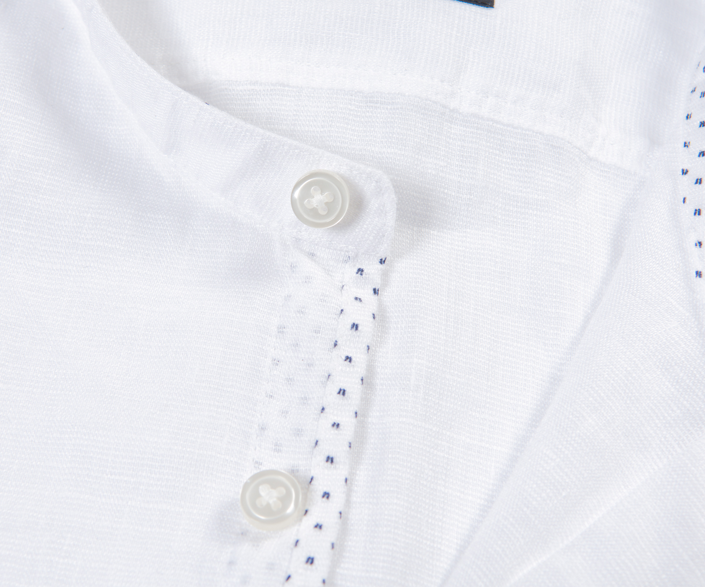 HUGO BOSS 'Rolfo_51F' Grandad Collar Linen Shirt White
