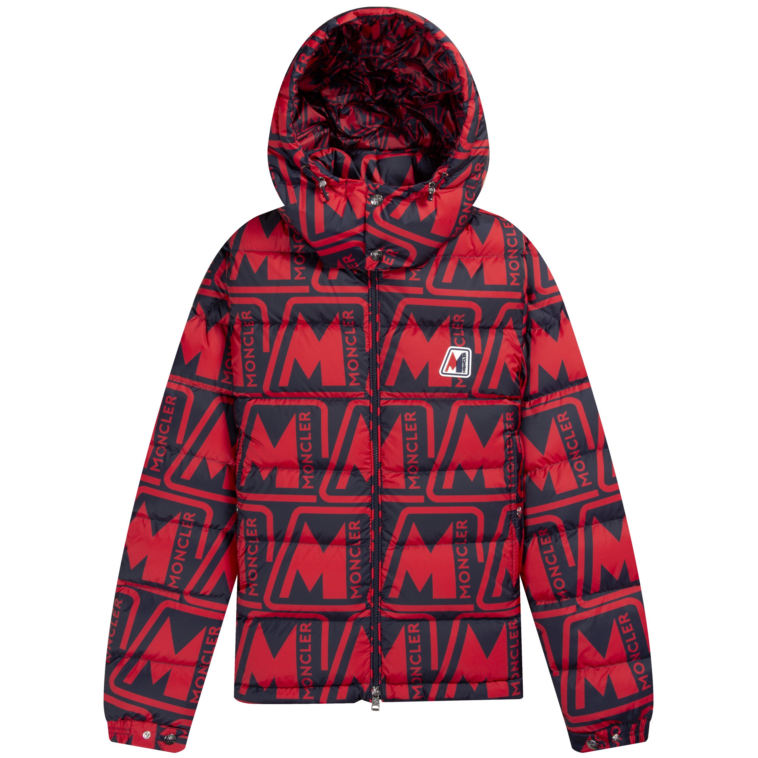 Moncler Frioland Hooded Logo Design Down Jacket Red/Navy